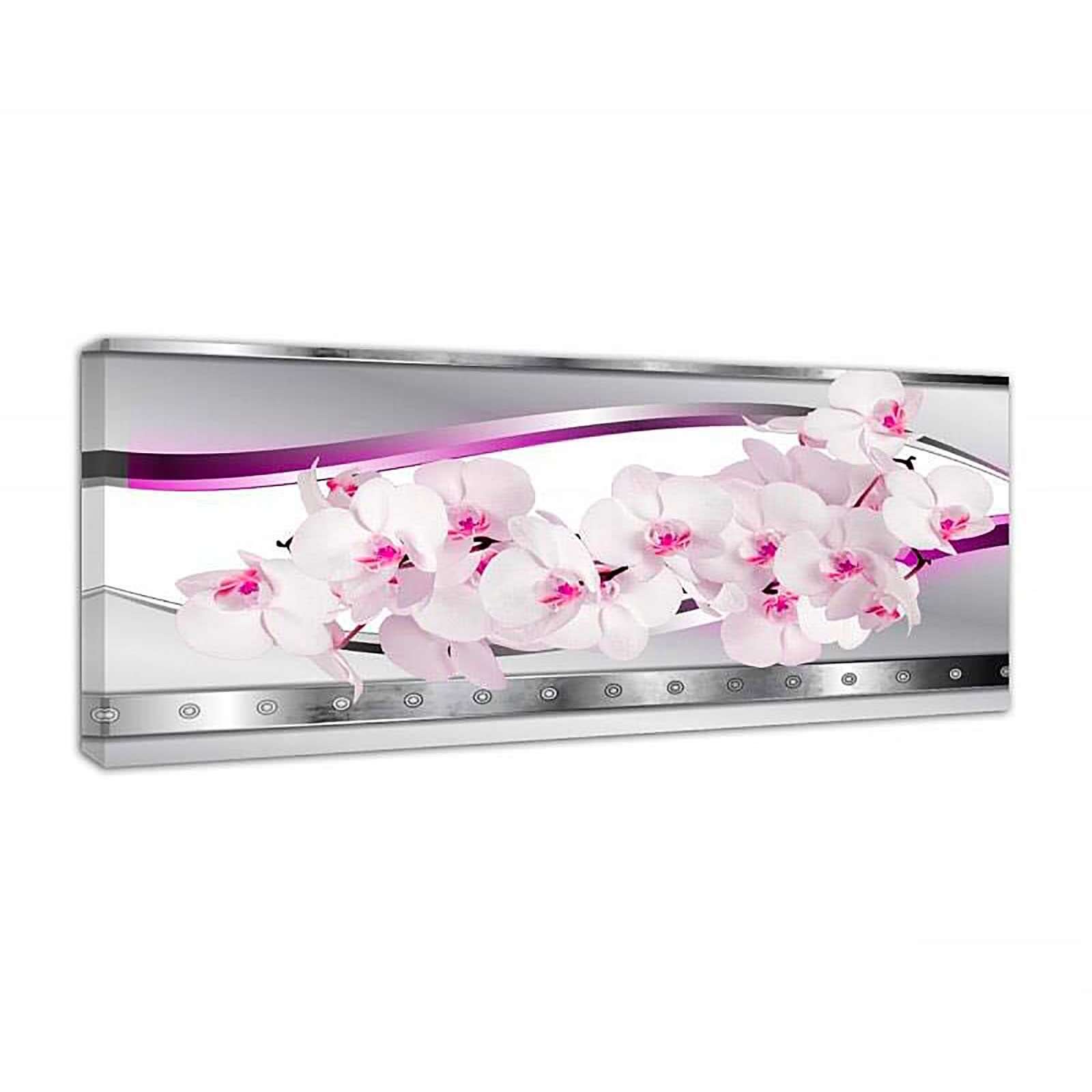 Tableau orchidée blanche et rose - 140 x 45 cm - 2