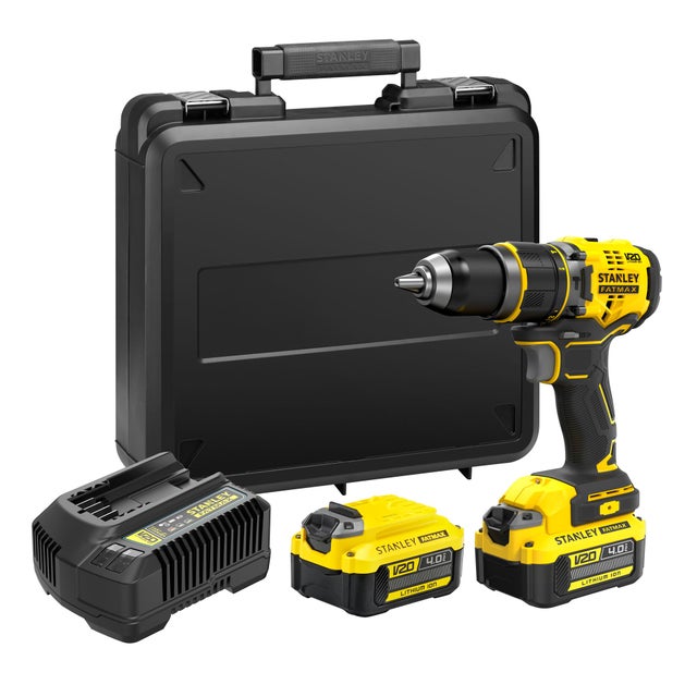 V20 Perceuse Visseuse à Percussion 80Nm Brushless - Lithium 18V - 2 Batteries 4Ah STANLEY FATMAX - SFMCD721M2K-QW