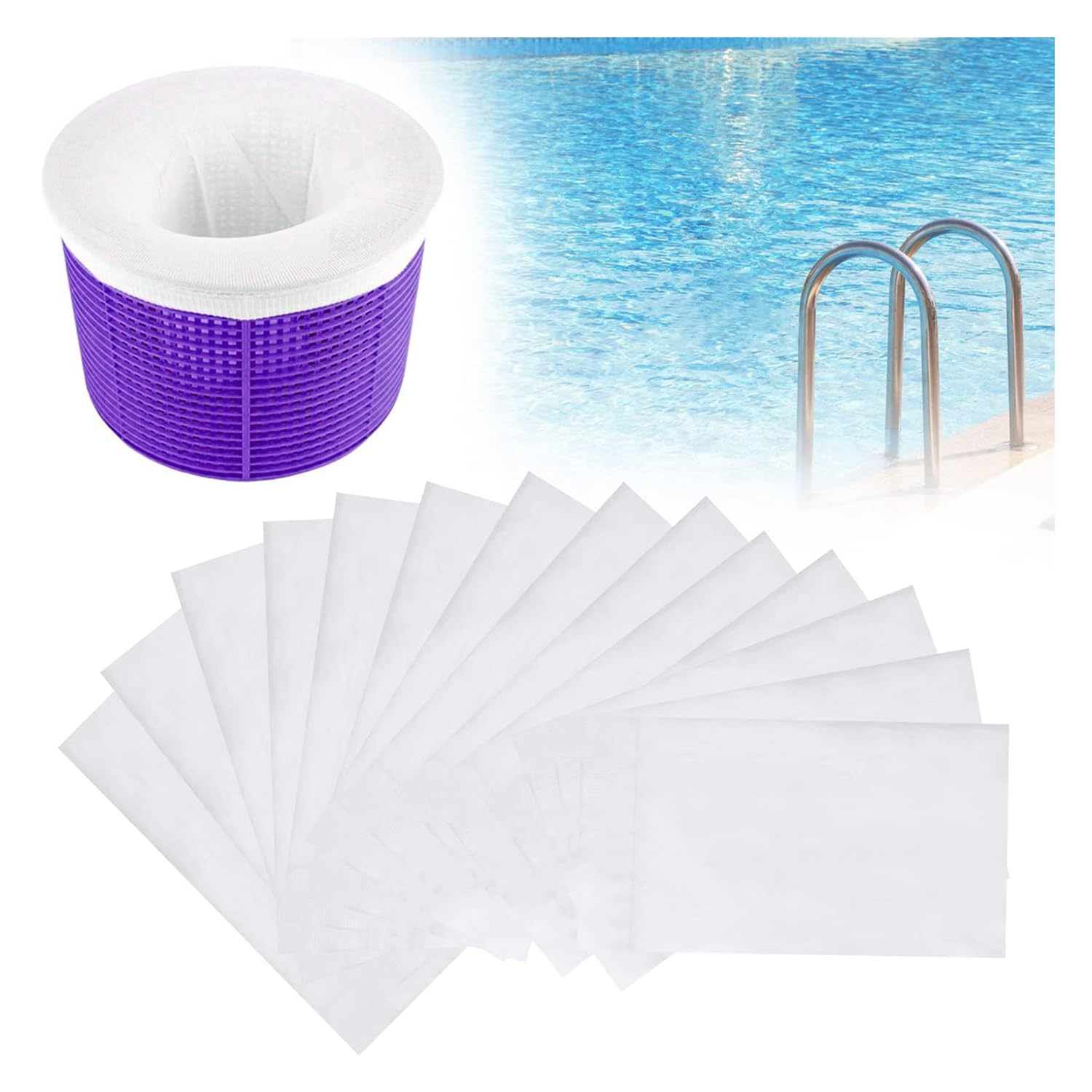 Écumoire de piscine, filtre d'écumoire, panier de filtre d'écumoire et sac filtrant (10 pièces Écumoire de piscine, filtre d'écumoire, panier de filtre d'écumoire et sac filtrant (10 pièces