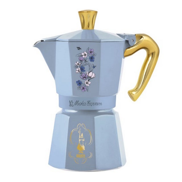 Cafetiere italienne - BIALETTI - Moka express - Collection Birdgerton - 6 tasses - 250 ml - Bleu / Fleurs