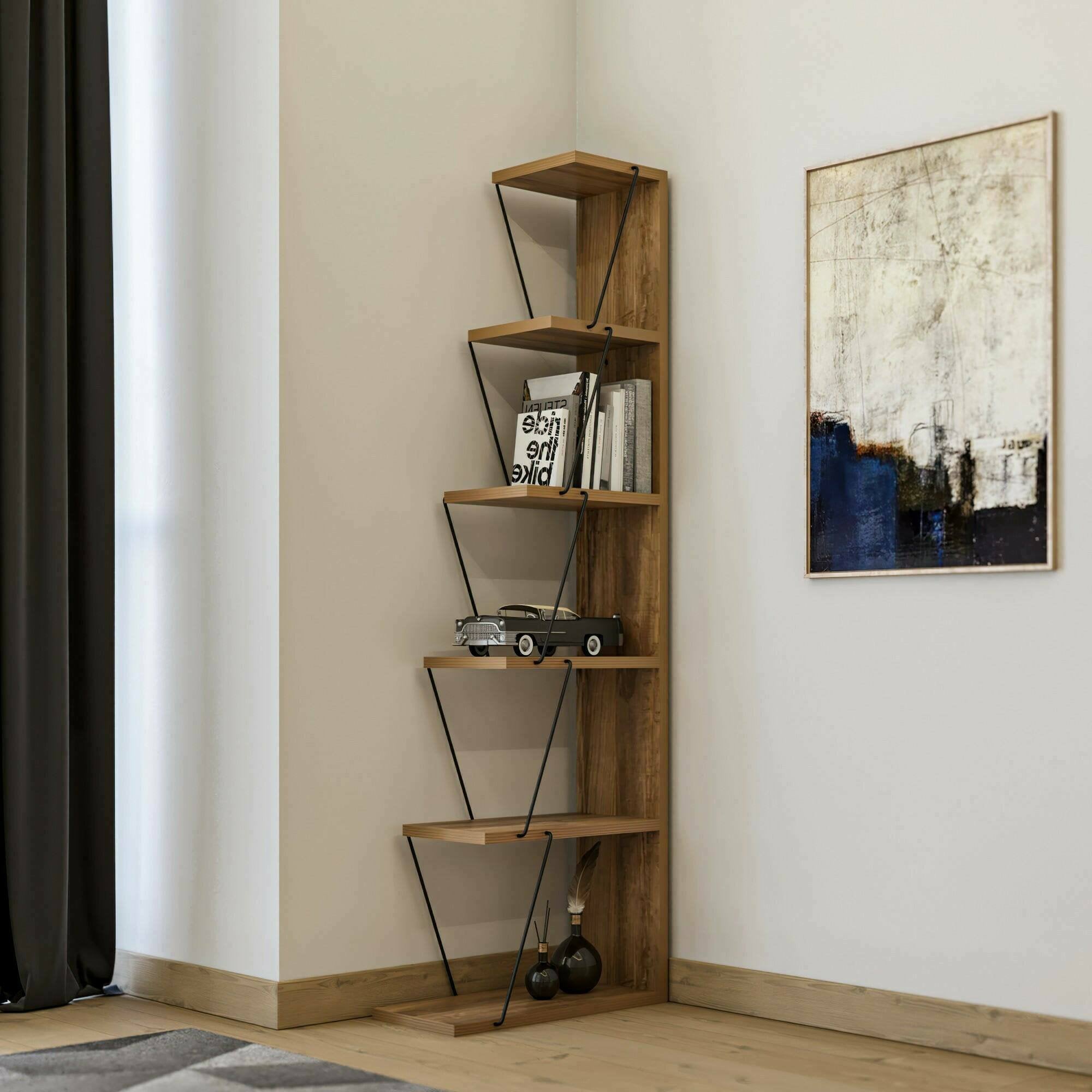 Libreria Hamal 90x20x156 Cm In Effetto Quercia - Scaffale Per Libri Ufficio Casa - Foto 8