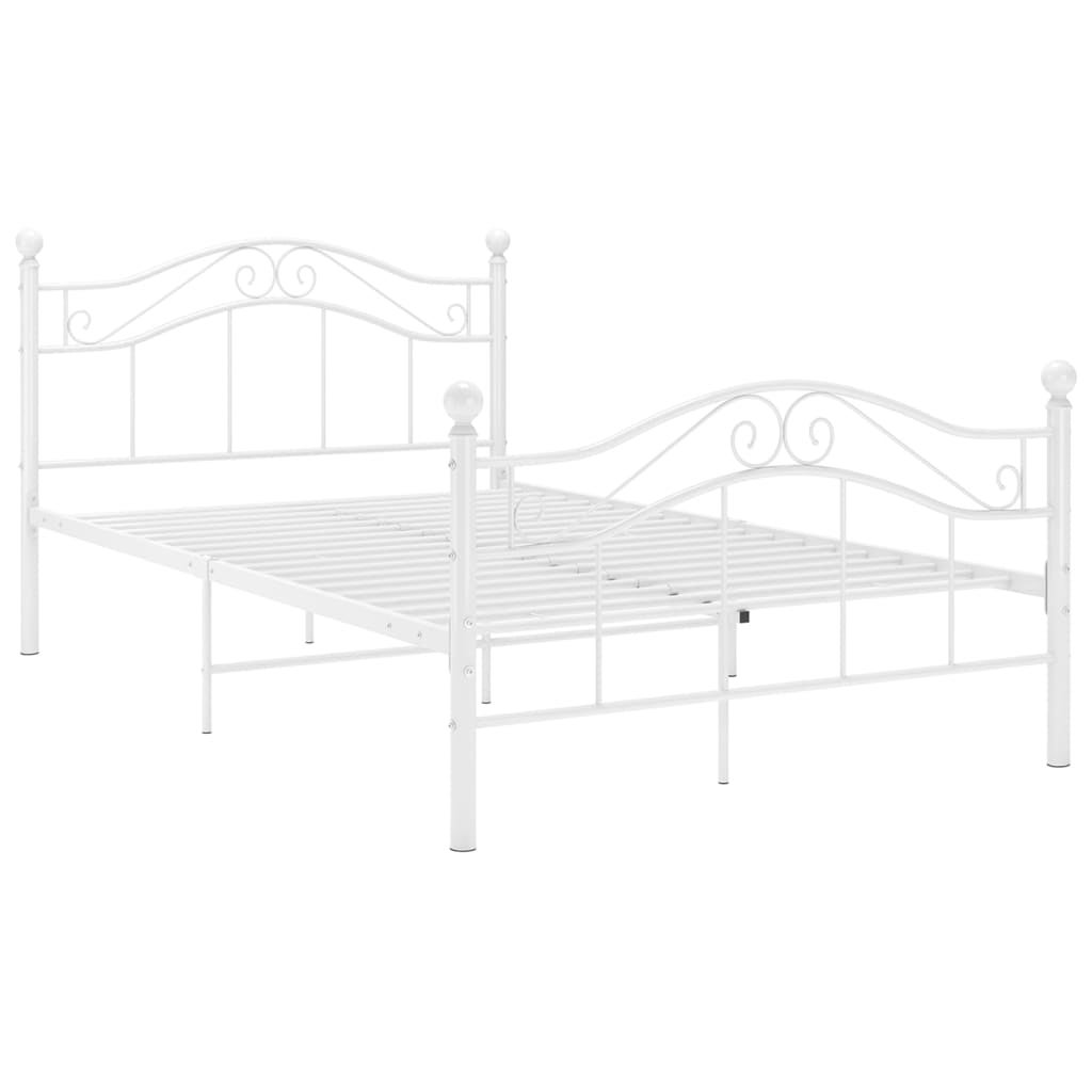Łóżko Metalowe Białe Rama Łóżka Ze Stelażem DO Pokoju Sypialni 120 x 200 cm