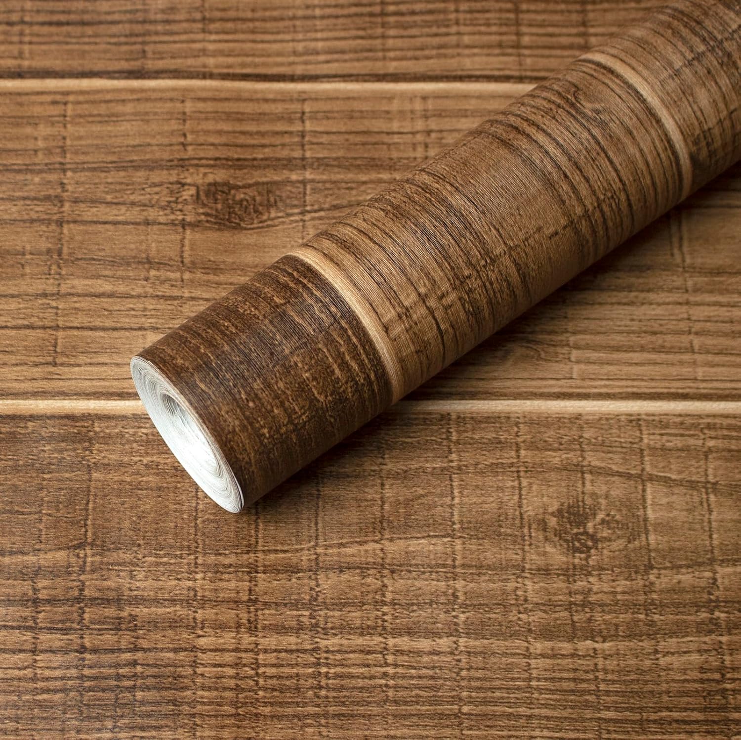 Samoprzylepna, usuwalna tapeta winylowa imitująca drewno, 44,5 x 1000 cm, kolor ciemnobrązowy