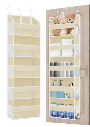 Etagere Murale Adhesive 2 Sacs De Rangement Mural En Lin - Organisateur Suspendu Avec Crochets - Pour Salle De Bain, Bureau Et Cuisine Pochette Murale Adhésive