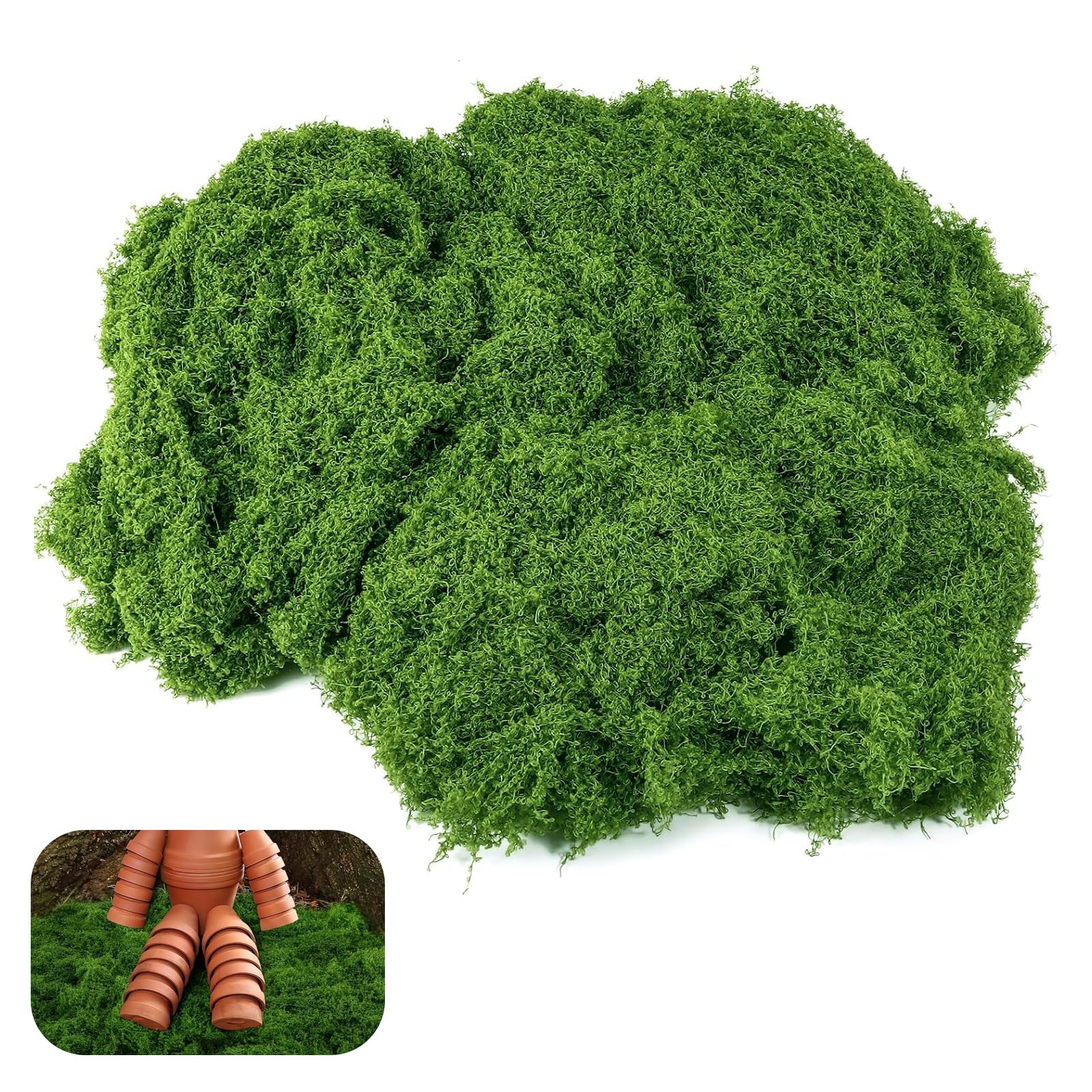 Musgo Artificial Decorativo 100 G (50 G Verde Oscuro + 50 G Verde Claro) Para Manualidades, Paredes, Acuarios, Navidad Y Más
