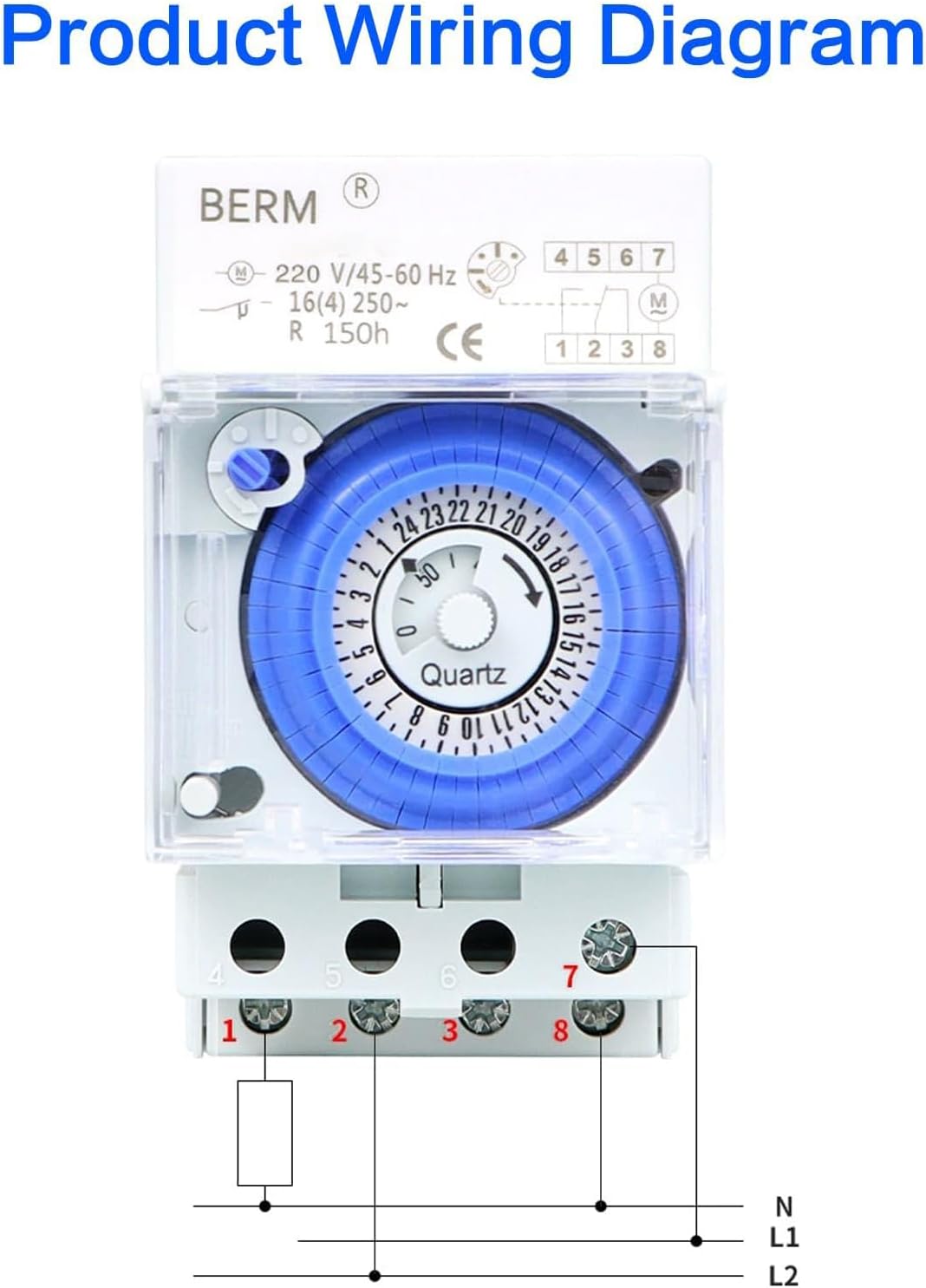 Minuterie mécanique étanche, minuterie de piscine programmable 24 h, minuterie extérieure, 230 V CA - 3