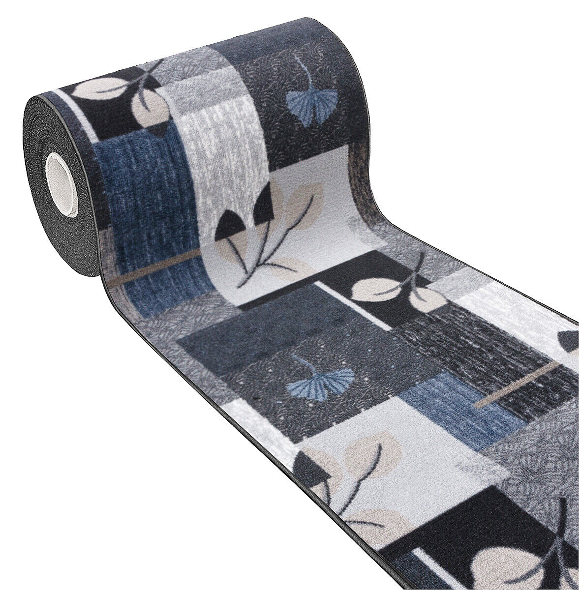 Alfombra de cocina 57x280 cm corredor antideslizante bordeada camino entrada diseño hoja gris