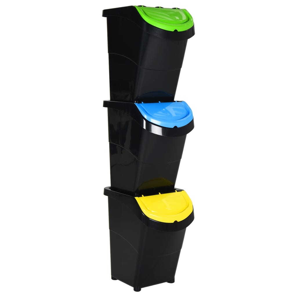 Maison Exclusive Poubelles empilables avec couvercles pcs noir