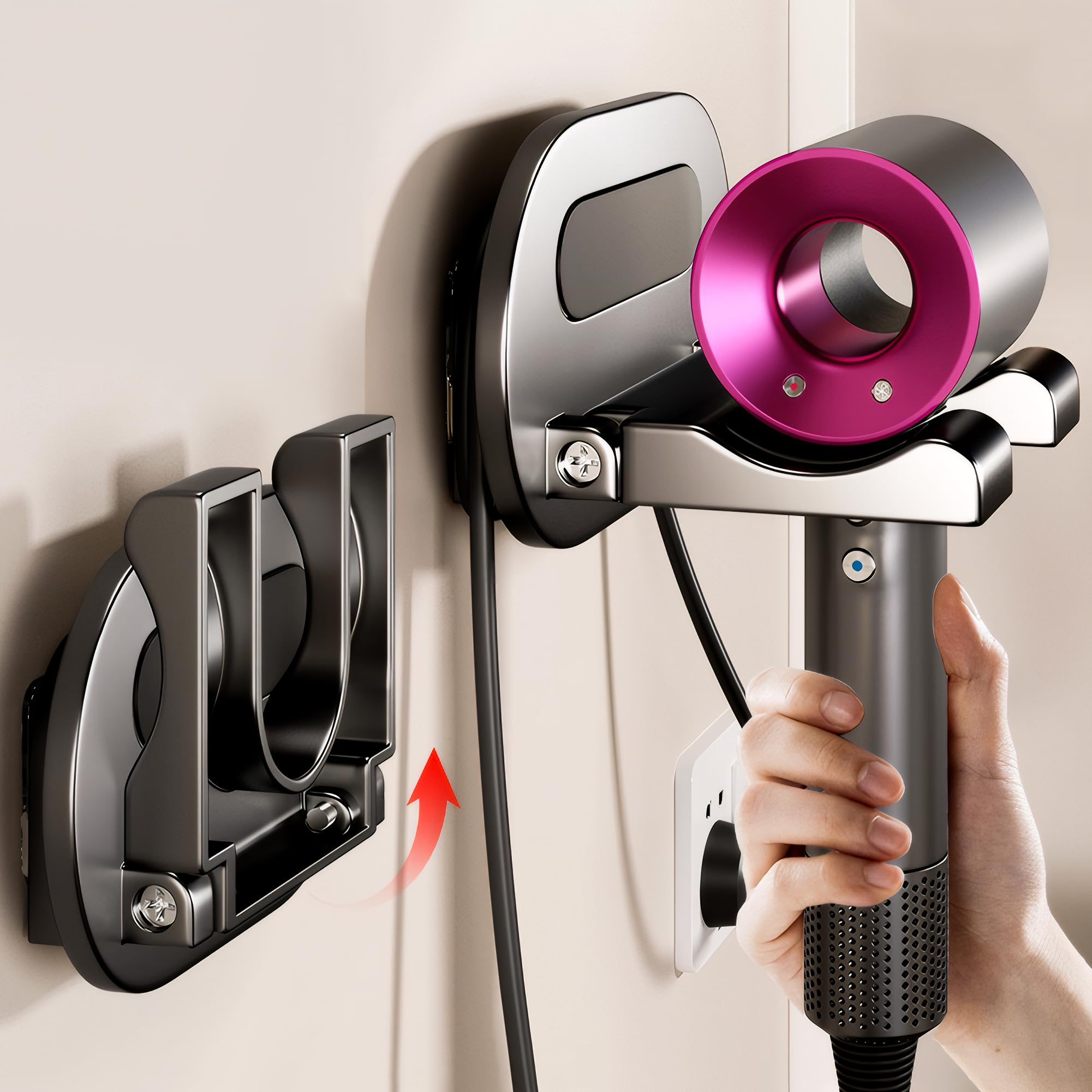 Veki Support Seche Cheveux Aluminium Aéronautique, Porte Seche Cheveux Mural sans Percage, Titulaires de Sèche-Cheveux Adhesif, Support de Sèche-Cheveux pour Salle de Bain, Toilettes, Hôtel (Blanc Veki Support Seche Cheveux Aluminium Aéronautique, Porte Seche Cheveux Mural sans Percage, Titulaires de Sèche-Cheveux Adhesif, Support de Sèche-Cheveux pour Salle de Bain, Toilettes, Hôtel (Blanc