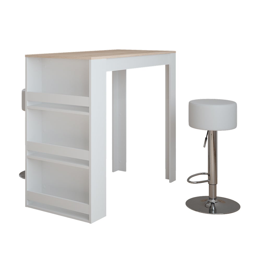 Vicco Zestaw stołu barowego Repose, Biały/Sonoma, 57 x 117 cm z 2 stołkami barowymi