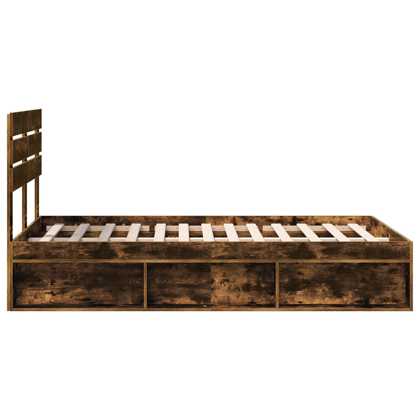Cadre de lit chêne fumé en pin massif, pour la chambre, 120 × 190 cm - 8