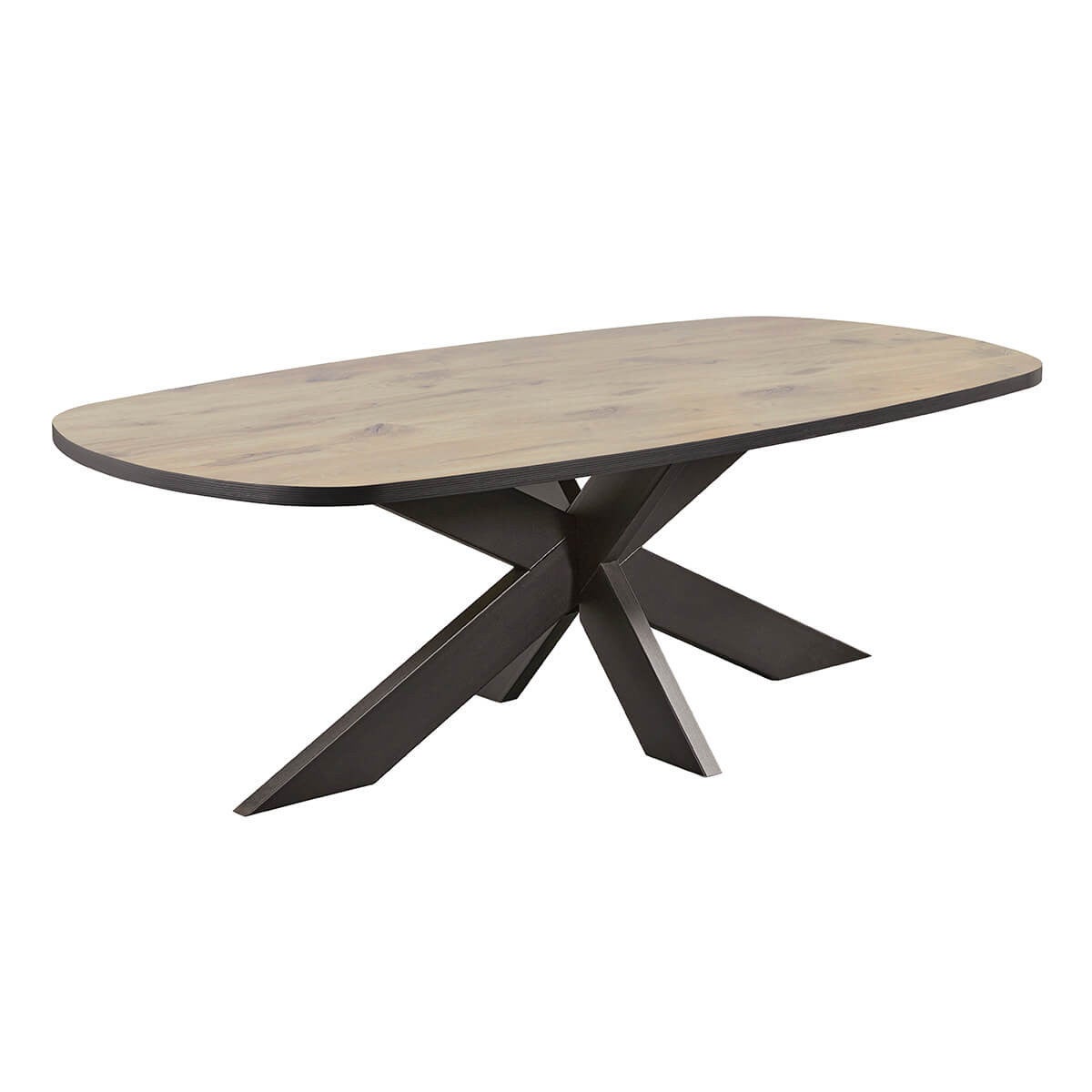 CANYON - Table Ovale 200cm Aspect Bois Piètement Araignée Métal Noir ...