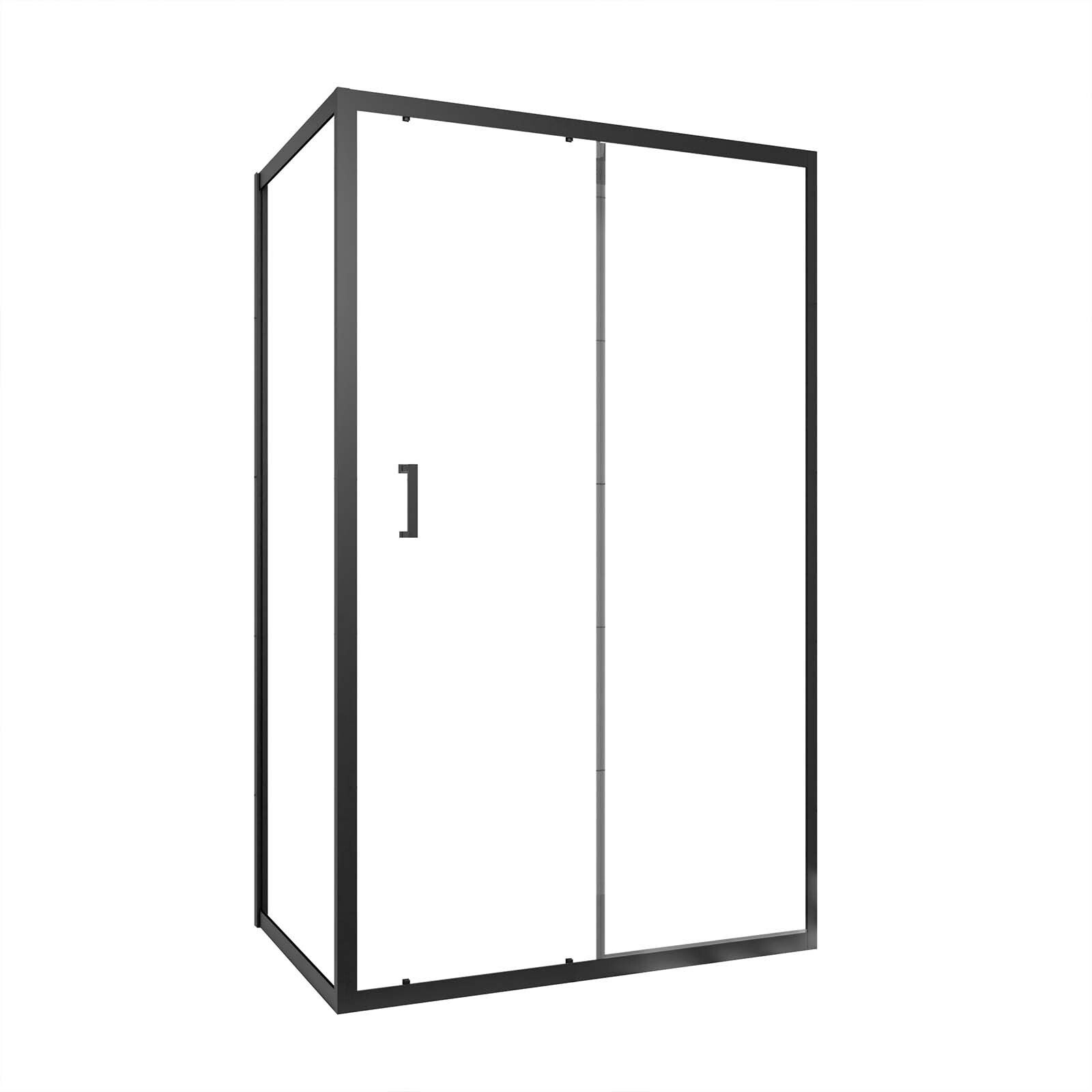 Porte de douche + Retour 120x90x200 cm - Verre 6 mm - Profilé Noir - CRUSH - 3