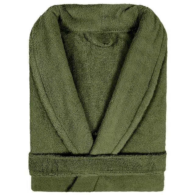 Peignoir col châle adulte PURE coton L vert kaki