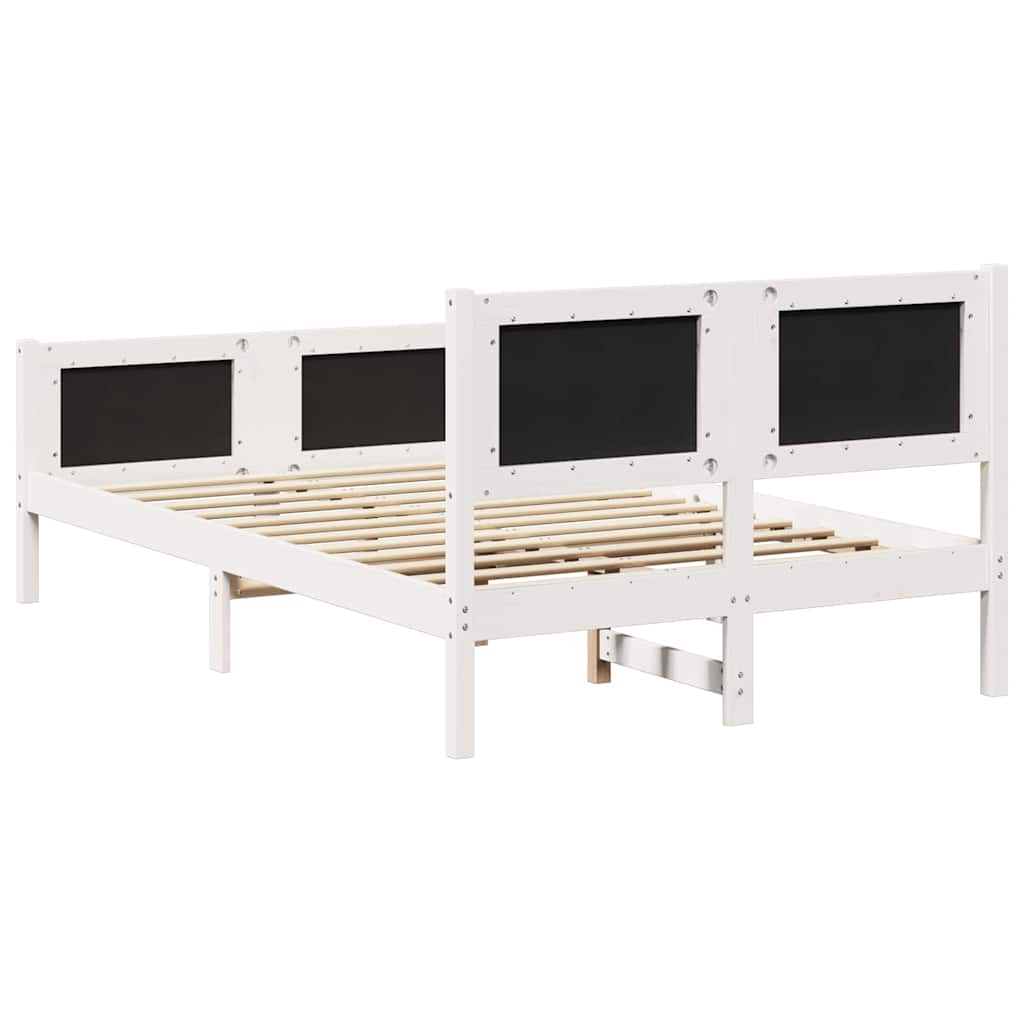 Cadre de lit gris clair, pin massif, pour la chambre, 135 × 190 cm - 7