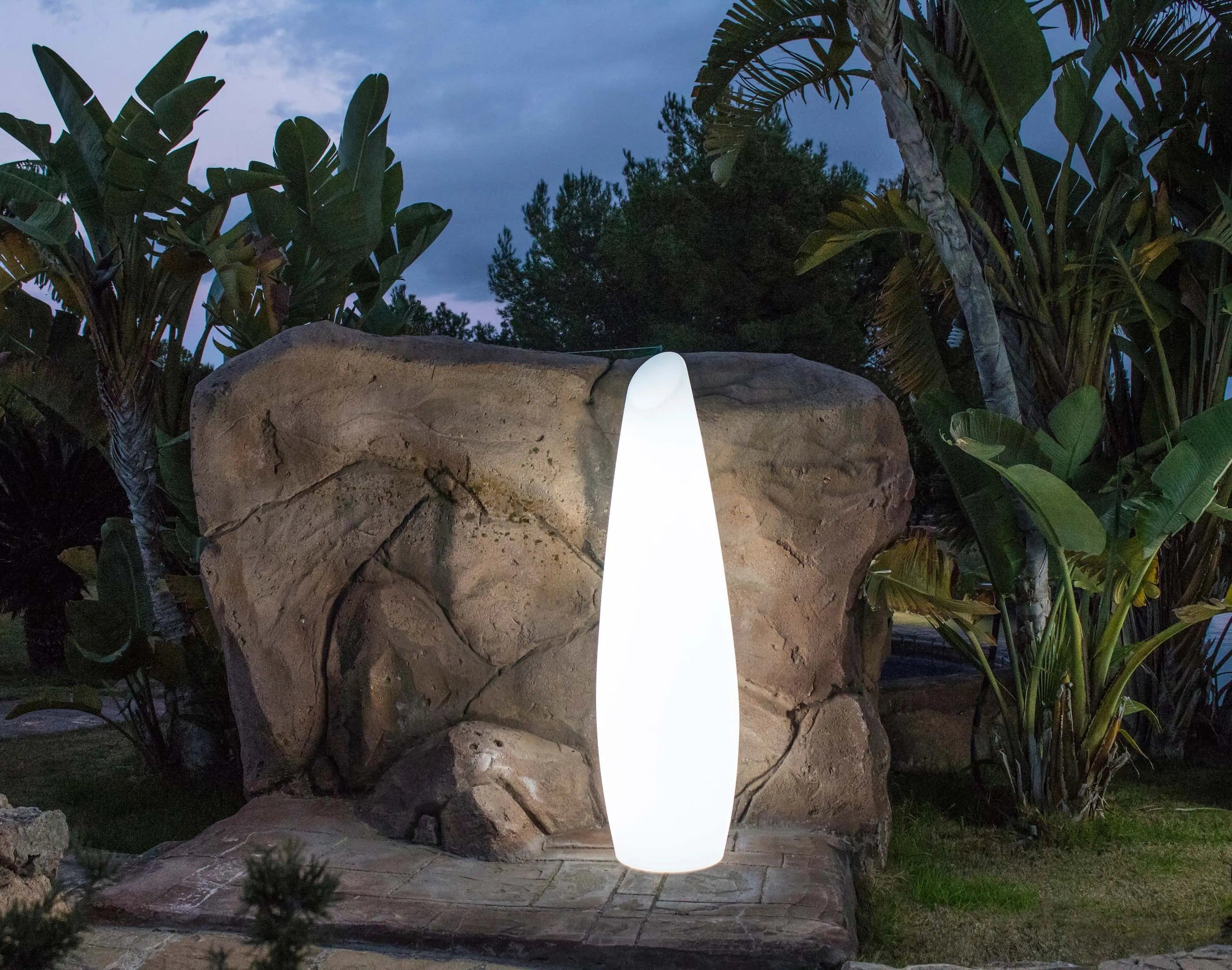 Cache pot lumineux blanc BAMBU H90cm LED RGBW IP65 extérieur sans fil Cache pot lumineux blanc BAMBU H90cm LED RGBW IP65 extérieur sans fil