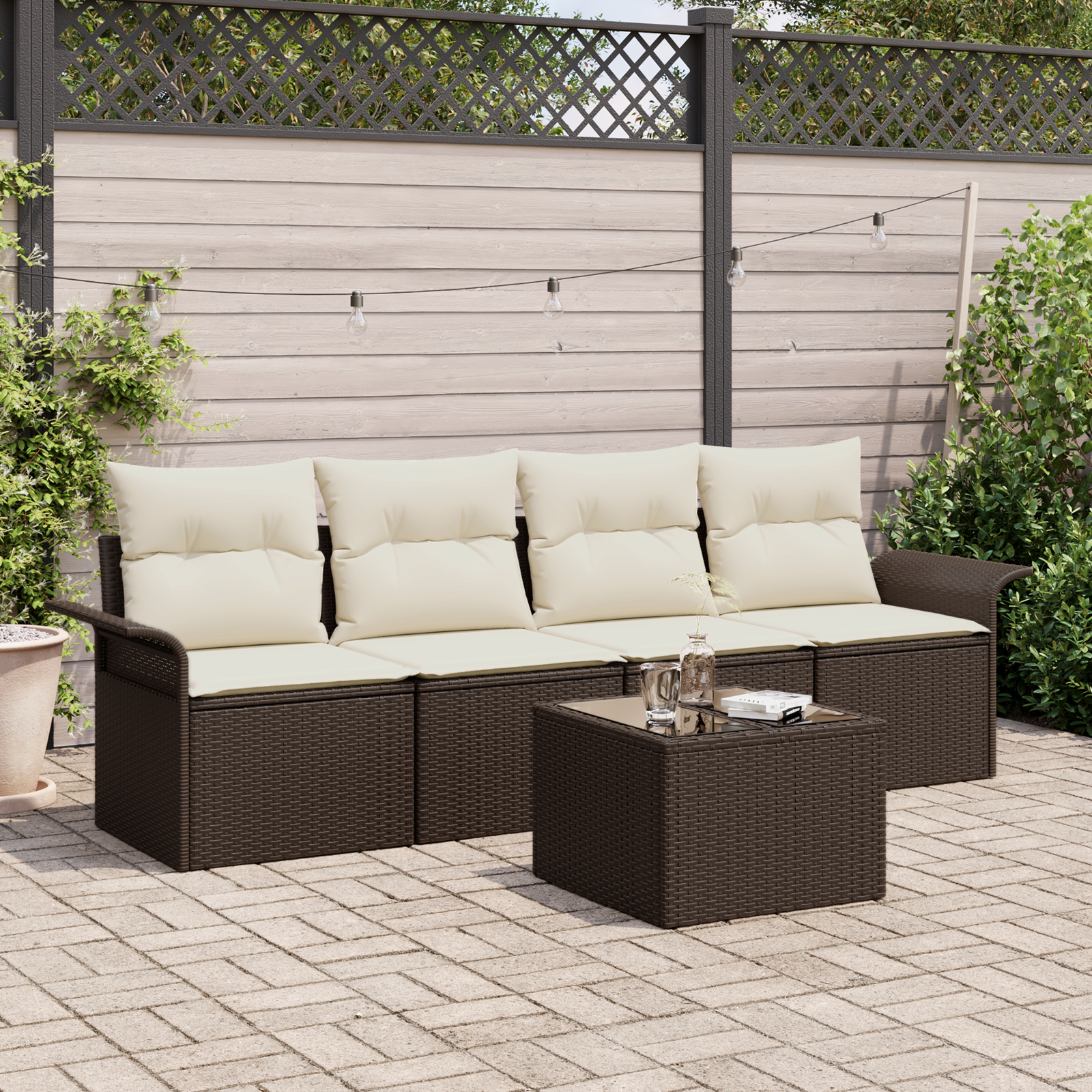 Set di divani da giardino pezzi con cuscini in rattan