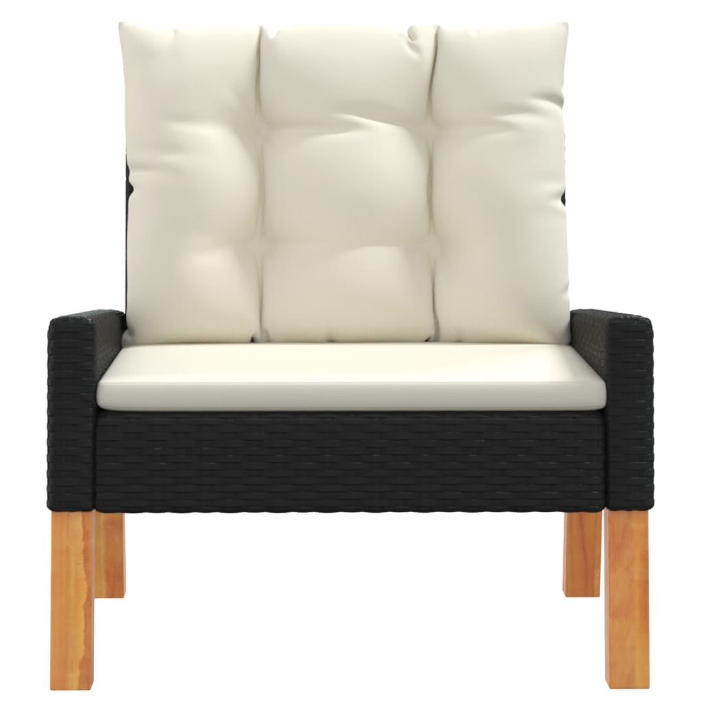 Maison Exclusive - Set da Giardino 4 pz con Cuscini in Polyrattan e Legno Massello - 6