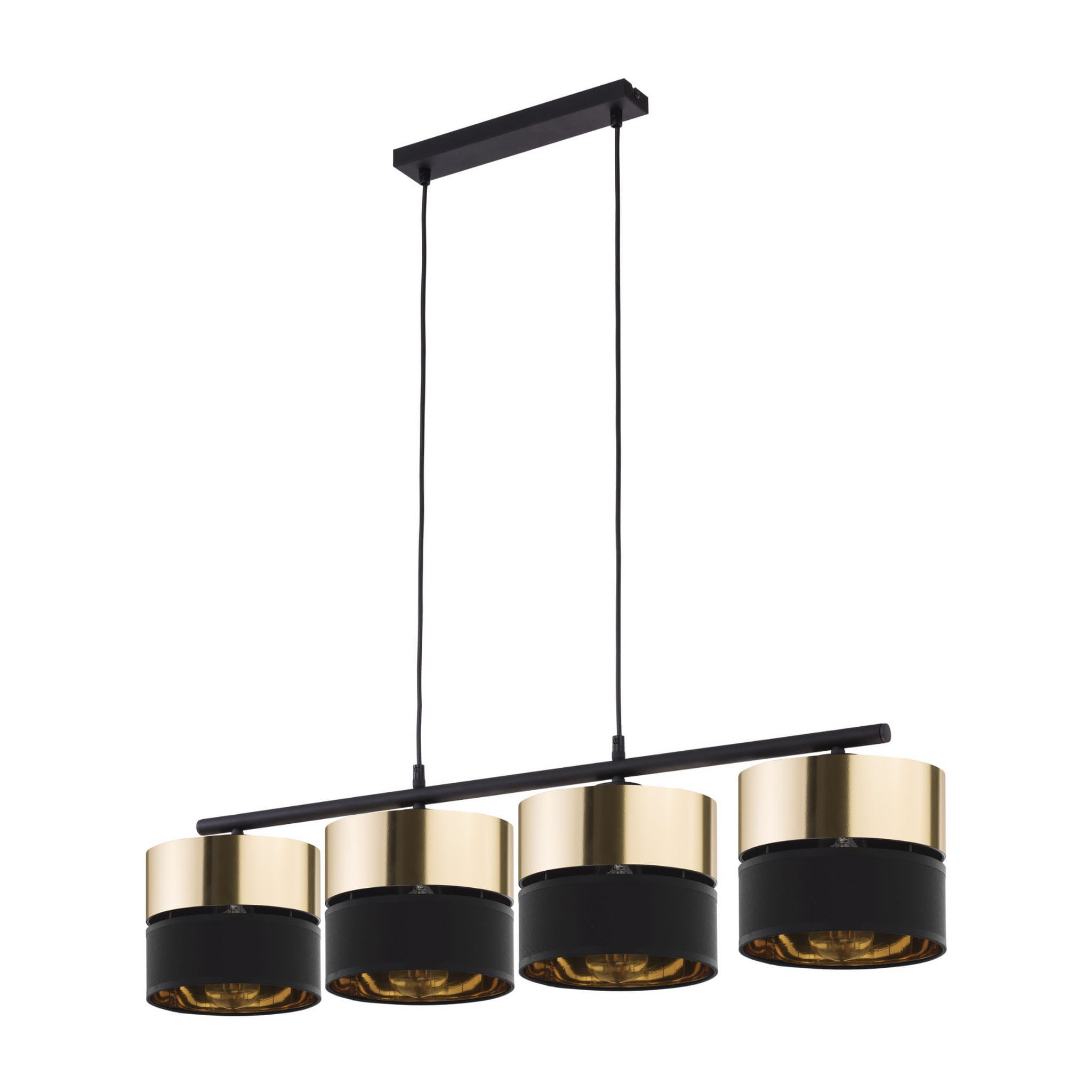 Lampa wisząca Hilton czarno-złota 4xE27x15W wym: 95 x 20 x 94 cm tkanina TK Lighting