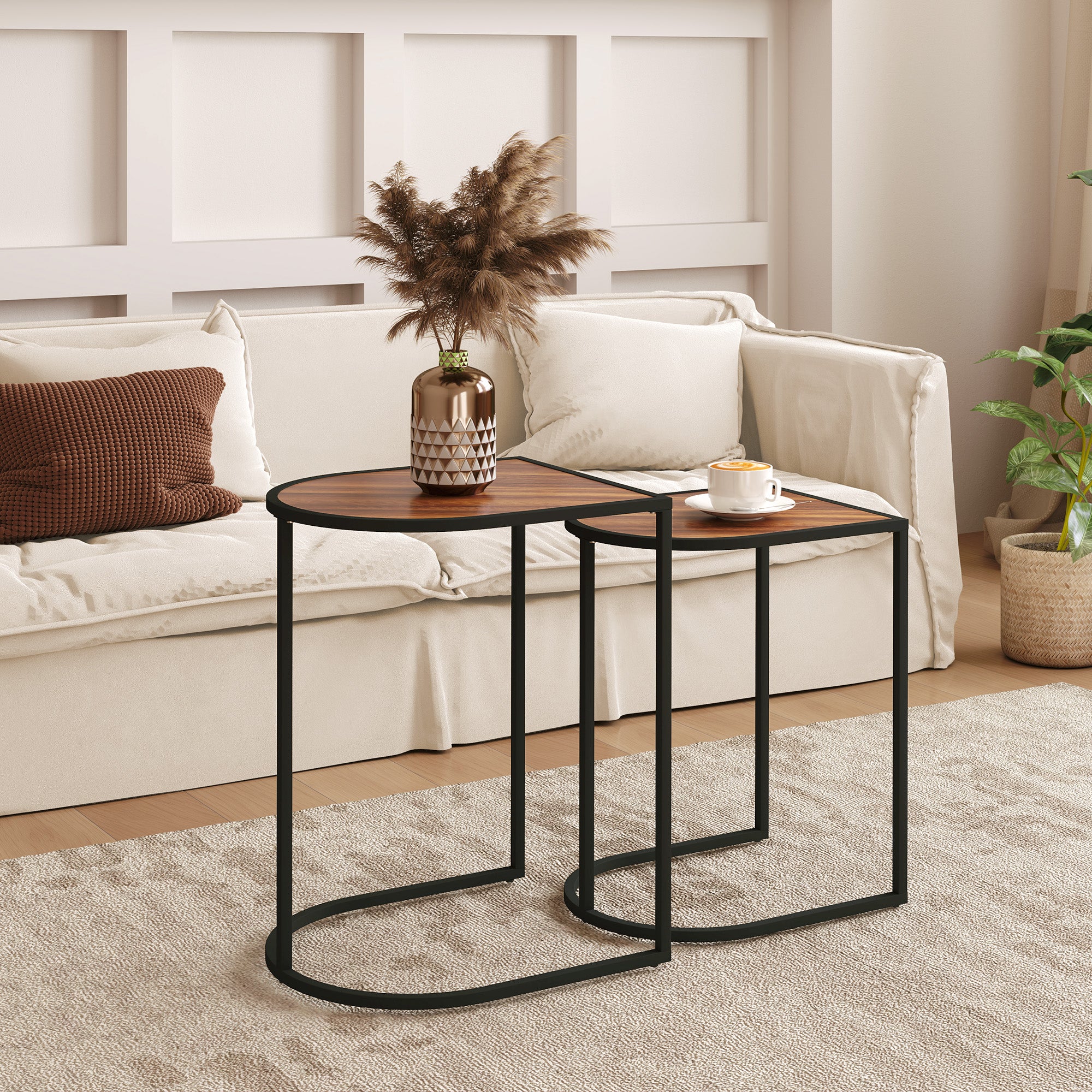 Ensemble de 2 tables basses carrées, tables d'appoint/table de canapé ...