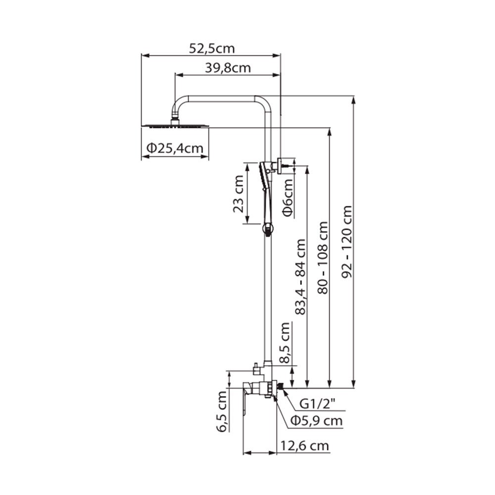 Columna Ducha Monomando Baikal Cromo acabamento cromado, cartucho cerâmico, material inoxidável AISI 304, torneiras modernas casa de banho - 4