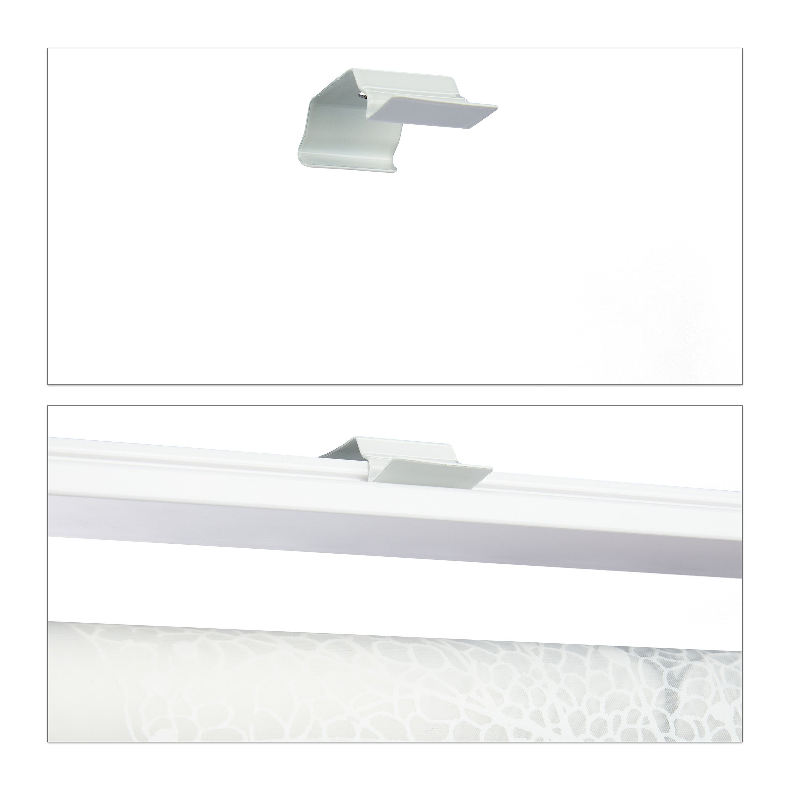 Store de baignoire, 120 x 240 cm, rideau de douche avec chaine, montage ajustable, salle de bain, noir-blanc, Relaxdays - 8