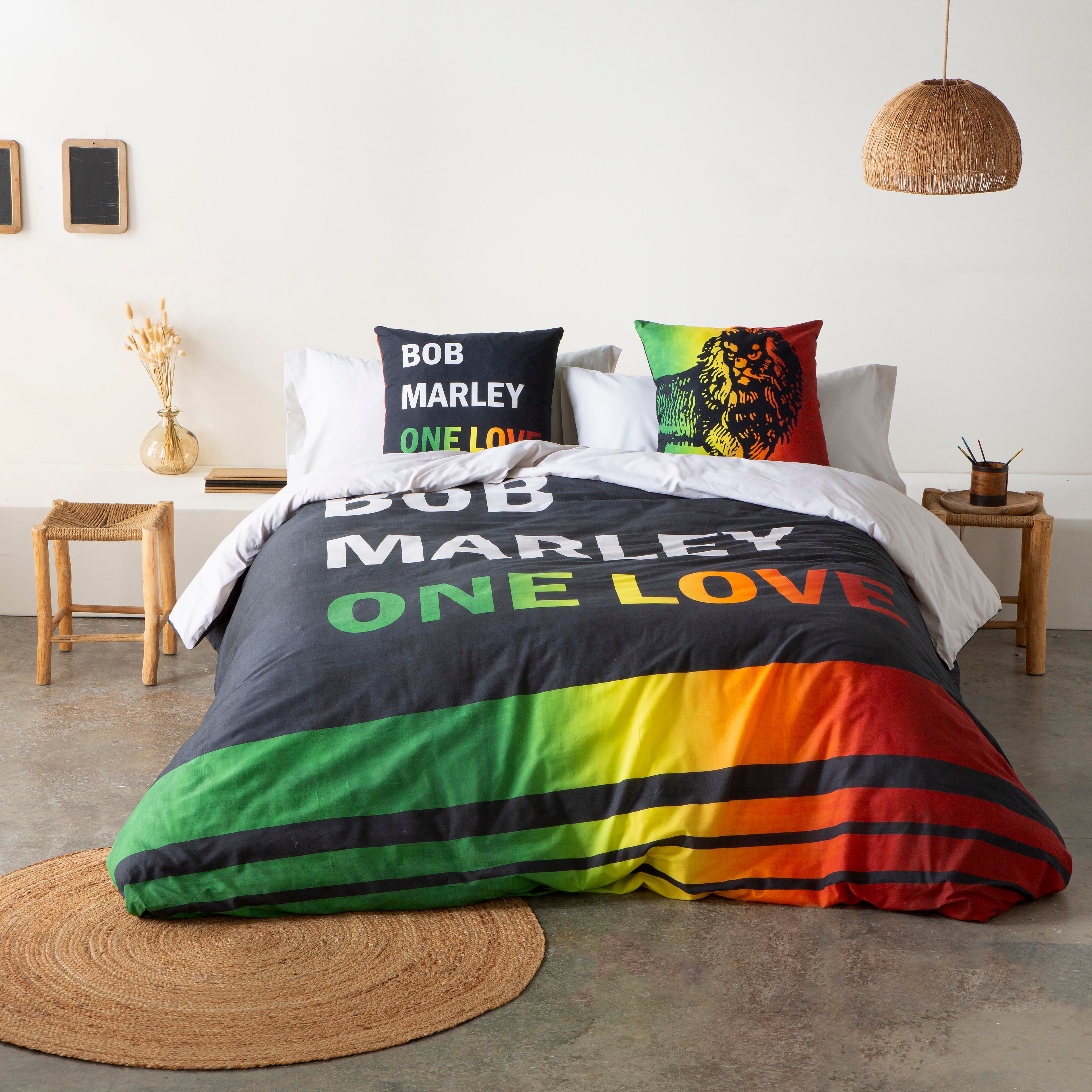 Marley - funda nórdica estampada cama 180 - algodón extra suave - fabricado en españa - one love