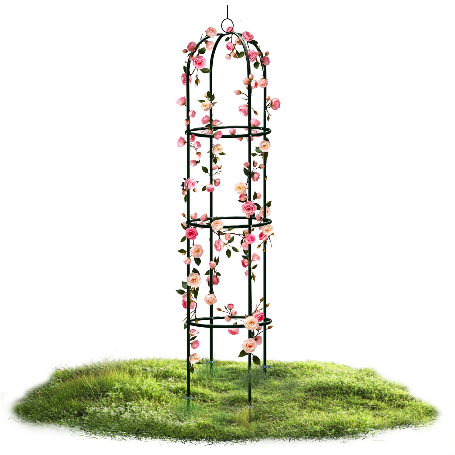 Pergola ogrodowa kolumnowa metalowa czarna na kwiaty róże 200x40cm + kotwy Plonos - 2