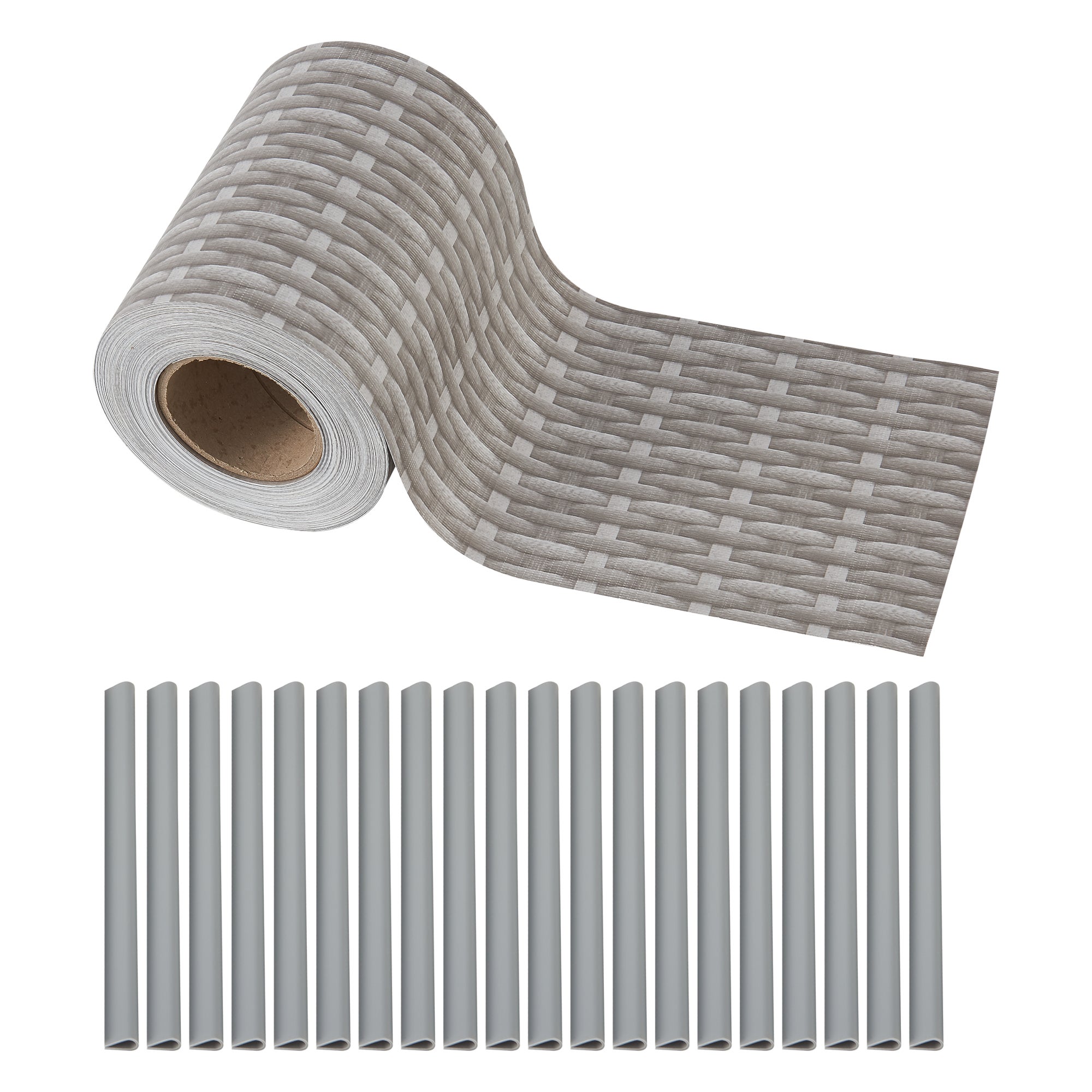 Bande de brise-vue Jesteburg PVC 35 m x 19 cm 6,65 m² gris avec aspect rotin [en.casa] - 2