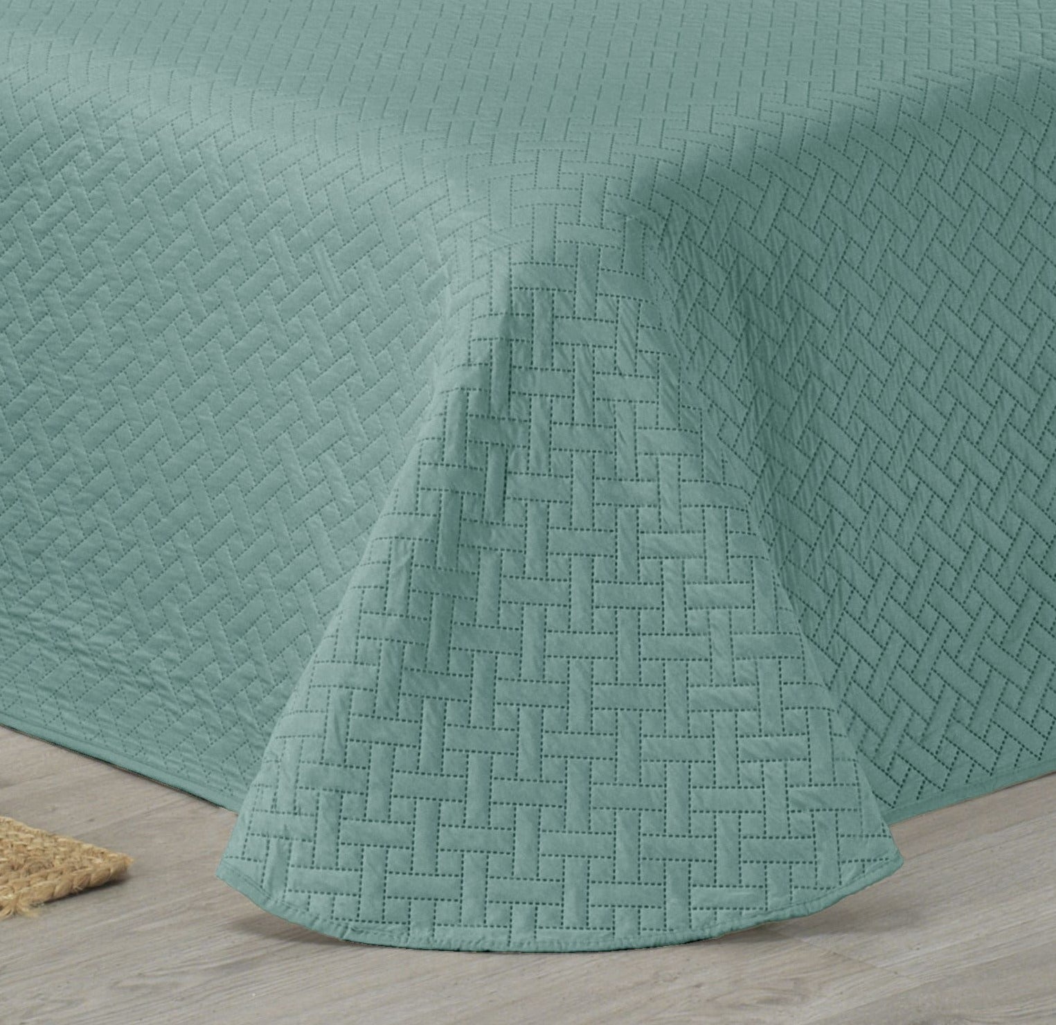 Colcha Bouti Lisa + Fundas Cojines Belmonte Aqua Cama 150 (250x260cm) - 2