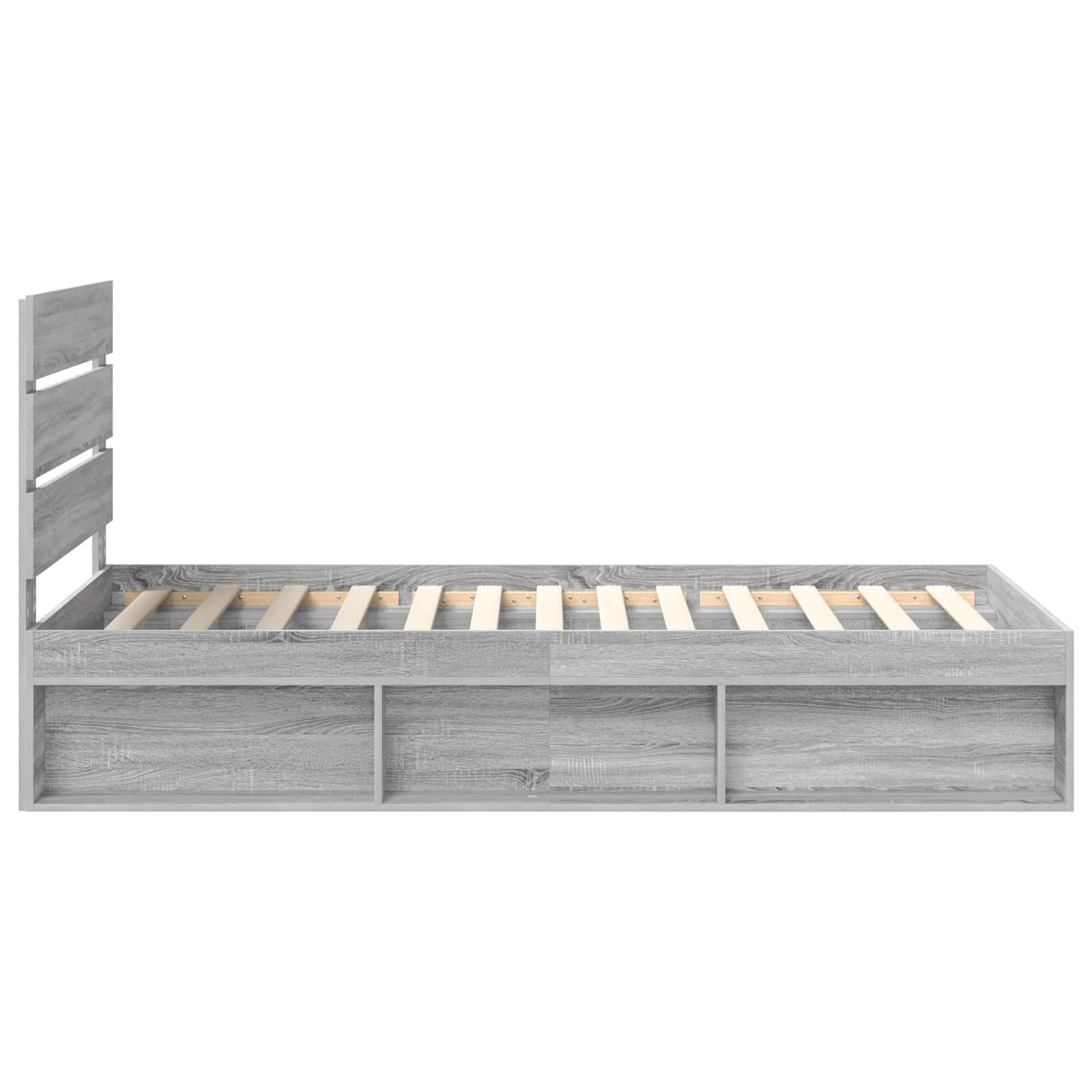 Cadre de lit gris 75 x 190 cm en bois de pin massif - 8