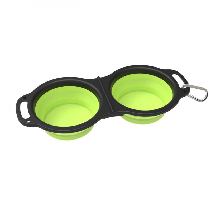 1 opakowanie zielonej składanej miski dla psa, składana miska dla psa z uchwytem i karabińczykiem