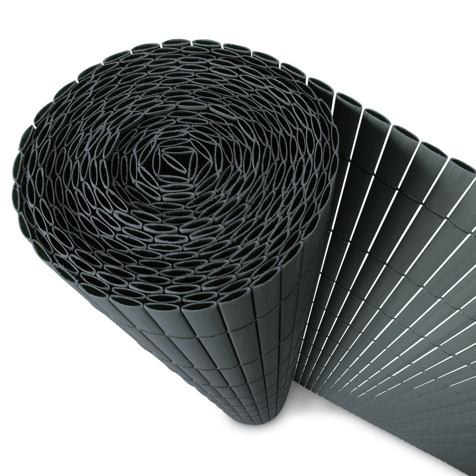 Canniccio in PVC Frangivista per Giardino, Balcone, Terrazza e Piscina, Recinzione PVC Resistente ai Raggi UV e Intemperie 100 x 500 cm - Grigio - 3