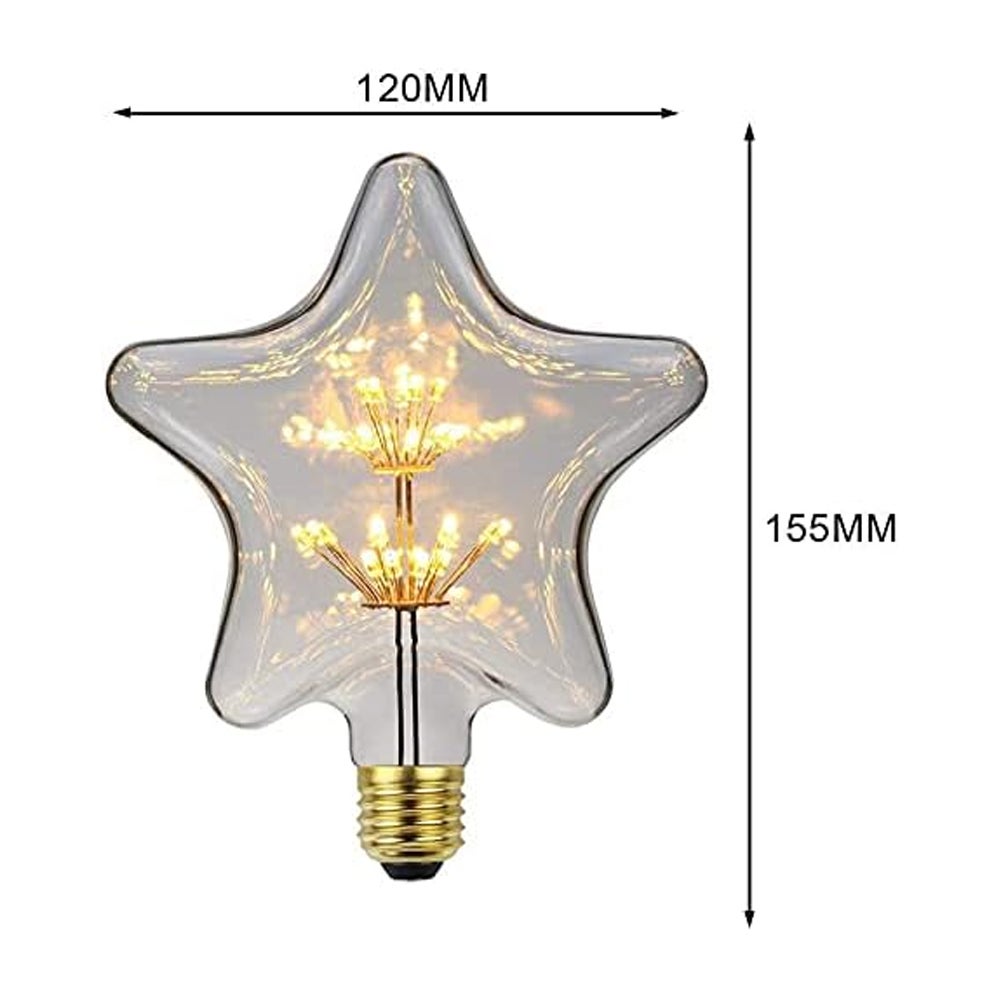 Ampoules LED Edison, Ampoule de Feux D'artifice Décorative LED Ampoule à Filament LED Boule D'ampoule Décorative E27 AC85-265v 2300k (Star) - 2
