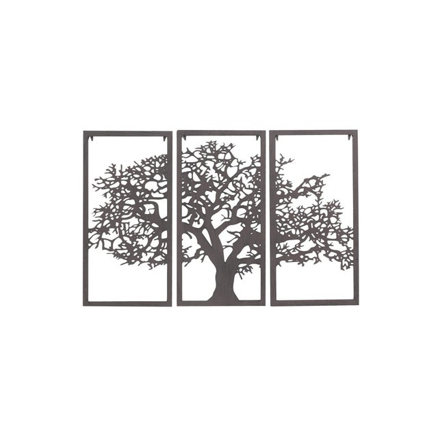 Panneau Mural Déco Métal Arbre De Vie - Noir, 60x60cm - Extérieur/Intérieur