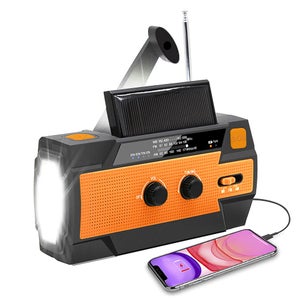 Radio Solar Portátil Nigecue Con Dinamo, AM/FM, Batería 4000mAh, Linterna LED 4 Modos, Lámpara Con Sensor, Alarma SOS Y Cargador De Emergencia