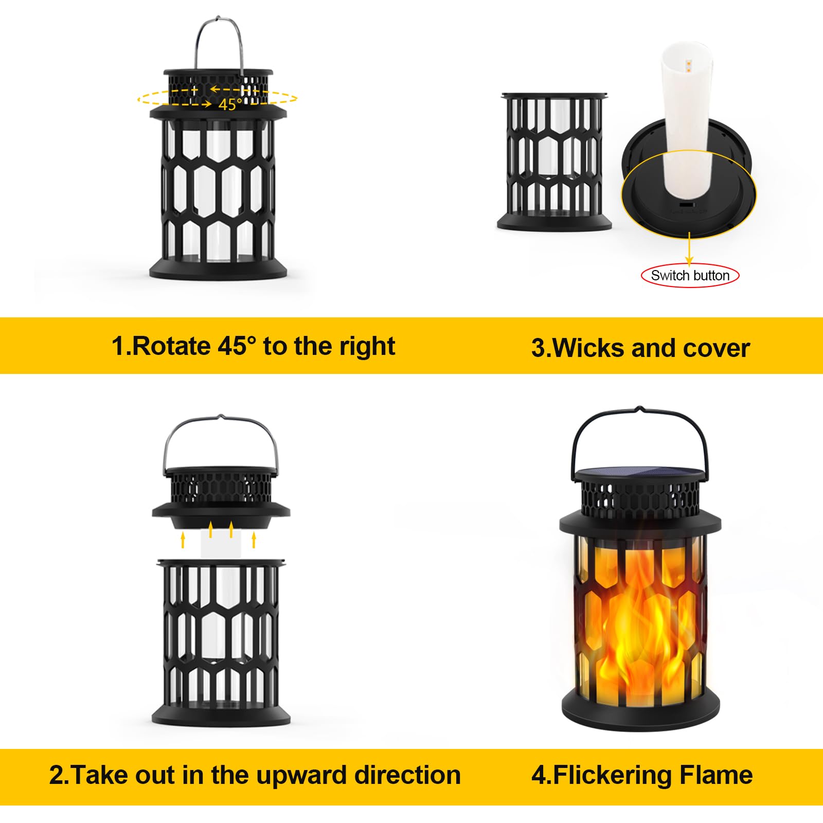Kit 2 Pezzi Ricambio Luci Solari A Fiamma Tremolante Per Lanterne Mongolfiera - Impermeabile IP55