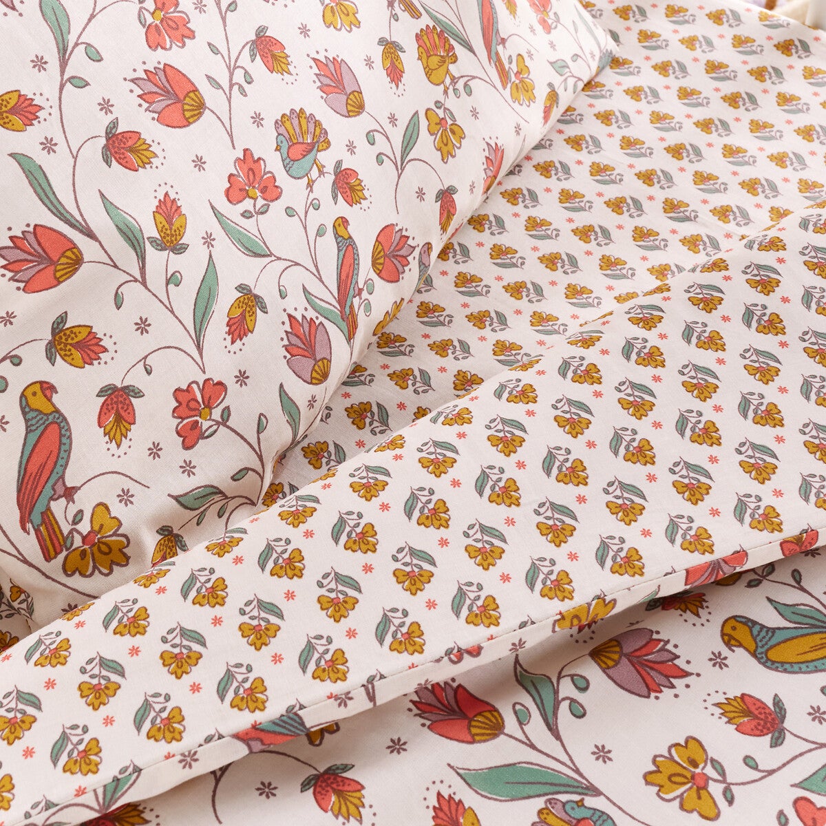 Housse de couette bébé en coton, Bertille - Imprimé rose - 80 x 120 cm - 2