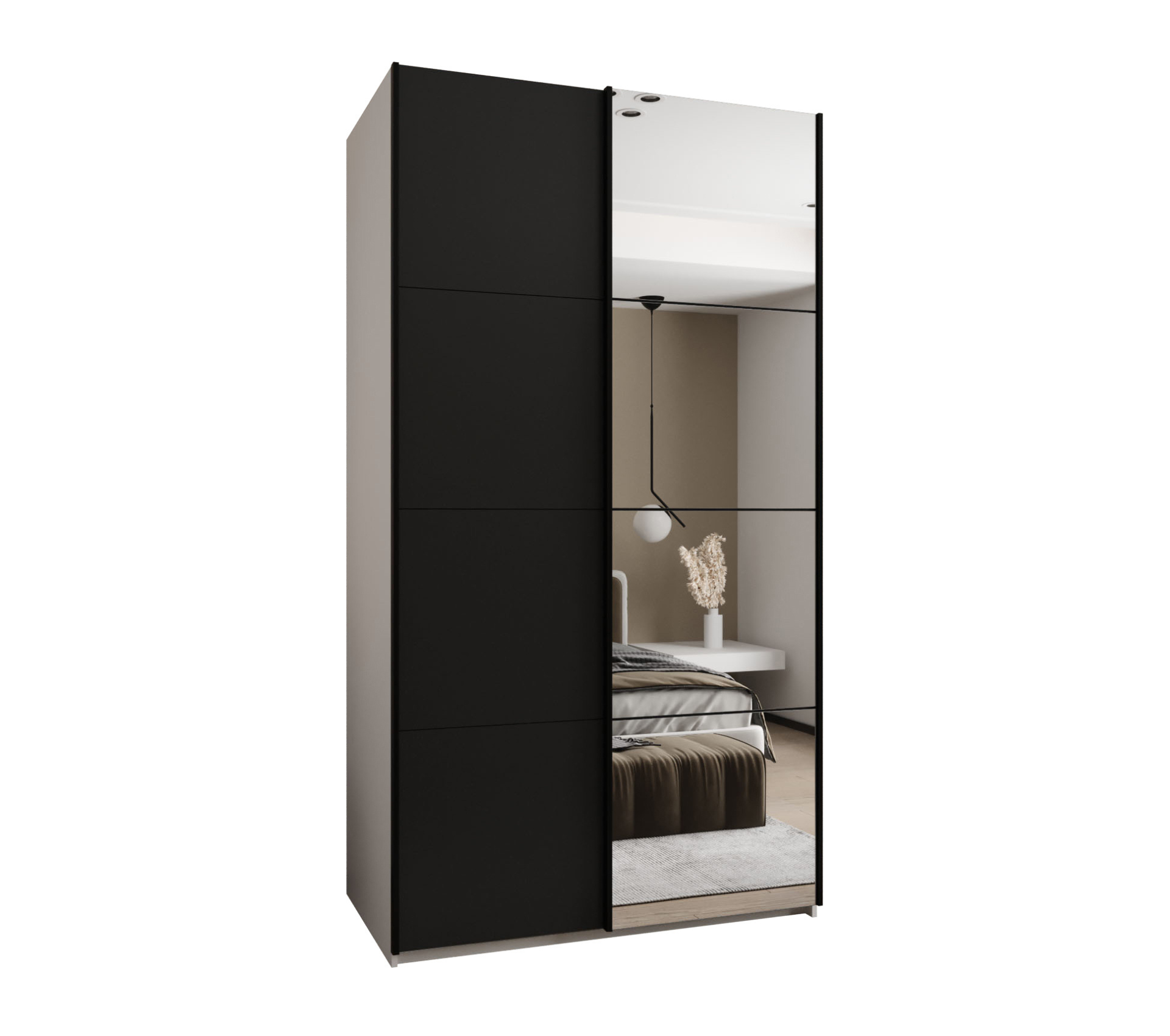 Szafa przesuwna wysoka Lux 3 130 x 64 x 245,5 cm biały + czarny + u. czarny - Abiks Meble