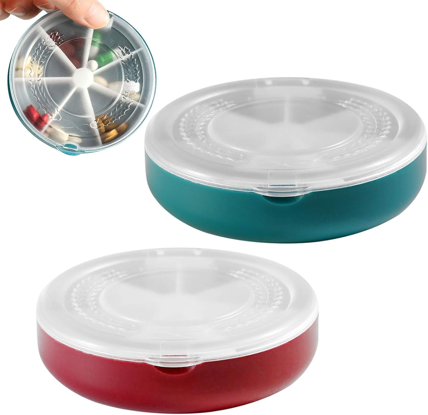 2x Portapillole 7 Giorni, 2 Scomparti, Mattino E Sera, Scritte In Inglese Contenitore Farmaci Settimanale Bianco Blu 86648277 - Foto 3