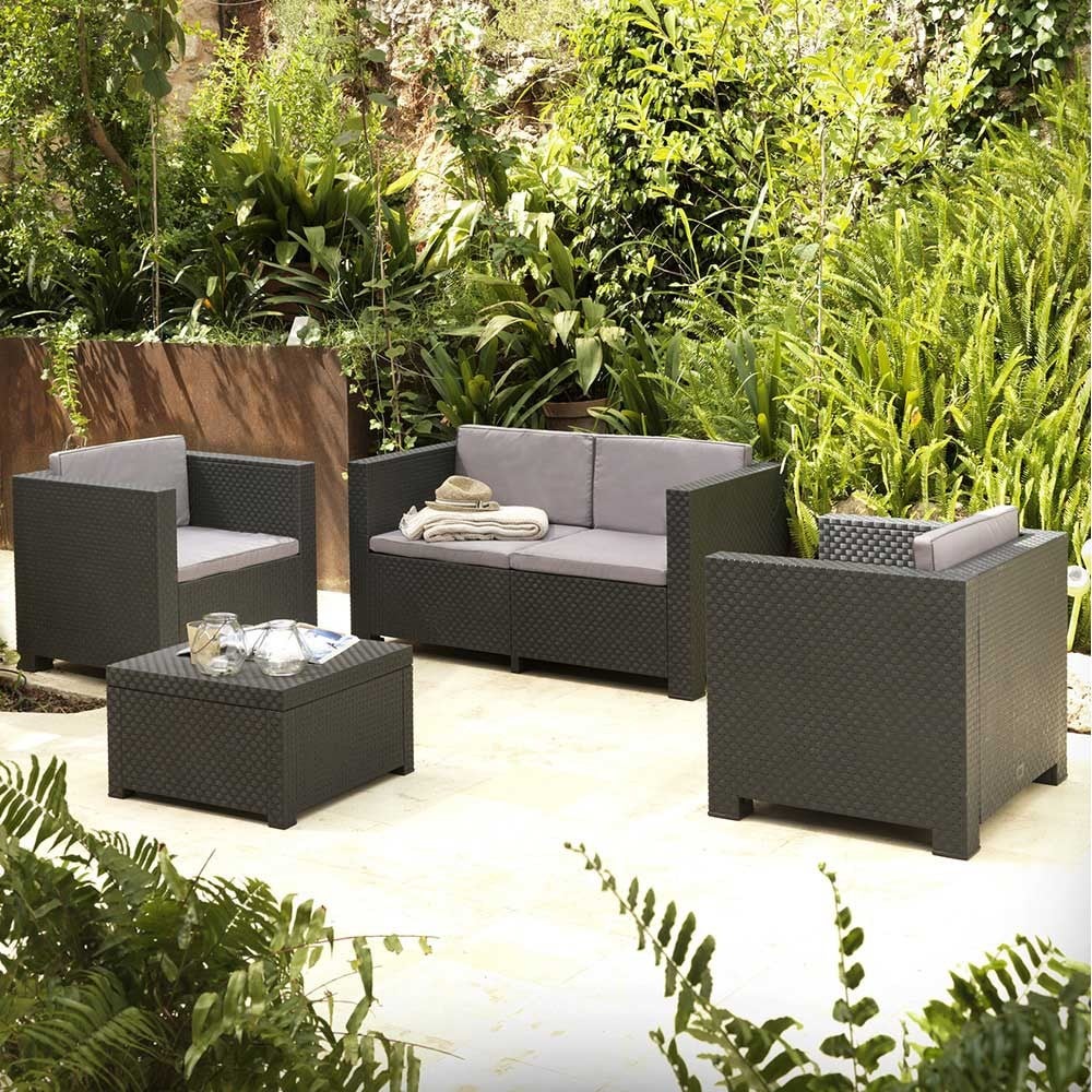 Salon bas de jardin en Résine tressée Gris 4 personnes - 7