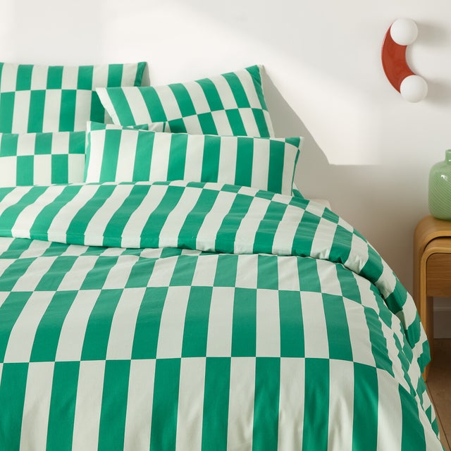 Housse de couette 50% coton recyclé, Tabaka vert - Vert foncé/vert clair - 240 x 220 cm