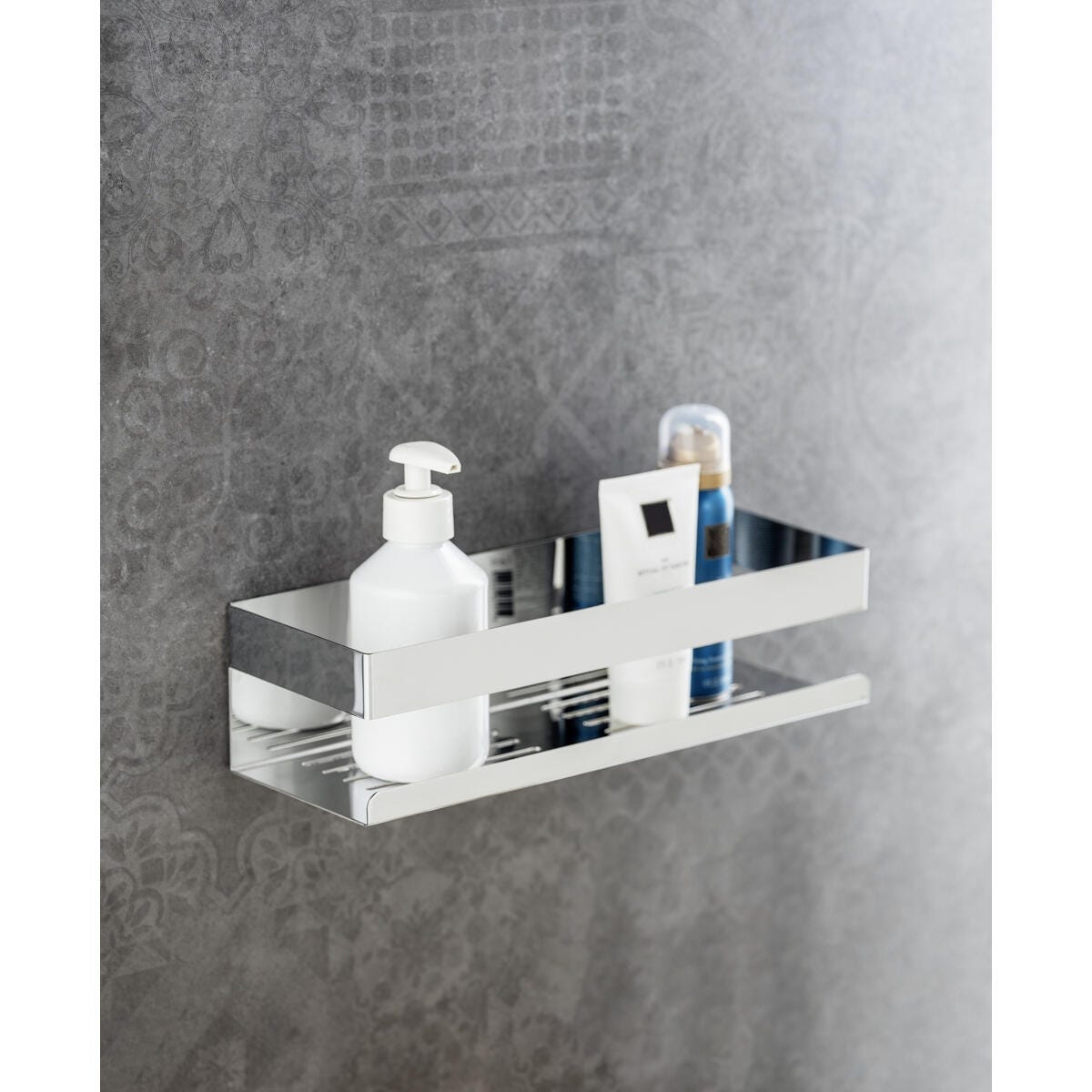 Étagère de salle de bain en acier argenté Orea 30x10.5x8cm - 4