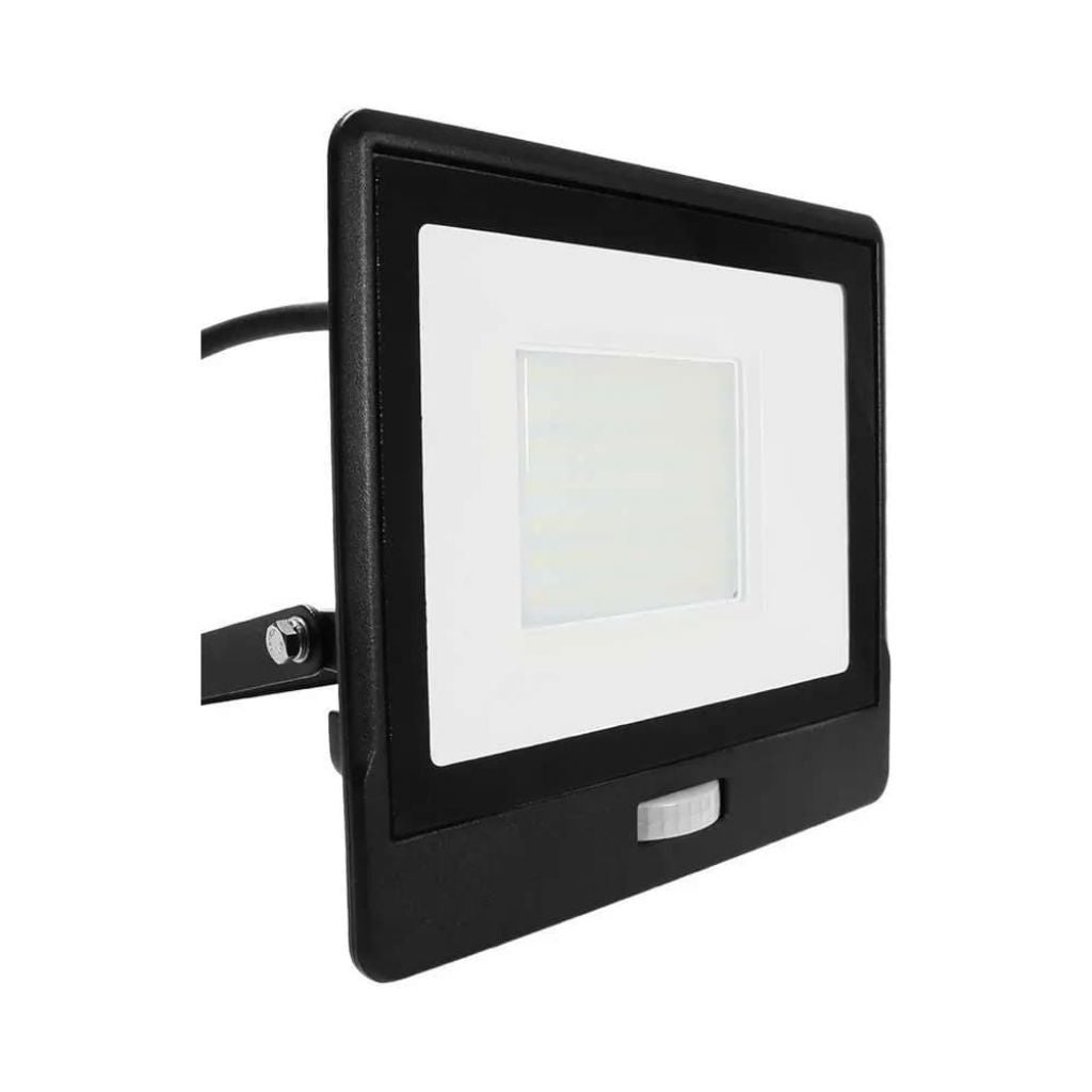 Reflektor LED Samsung Chip 50 W z czujnikiem ruchu PIR, kabel 1 m, kolor czarny, 6500 K, IP65