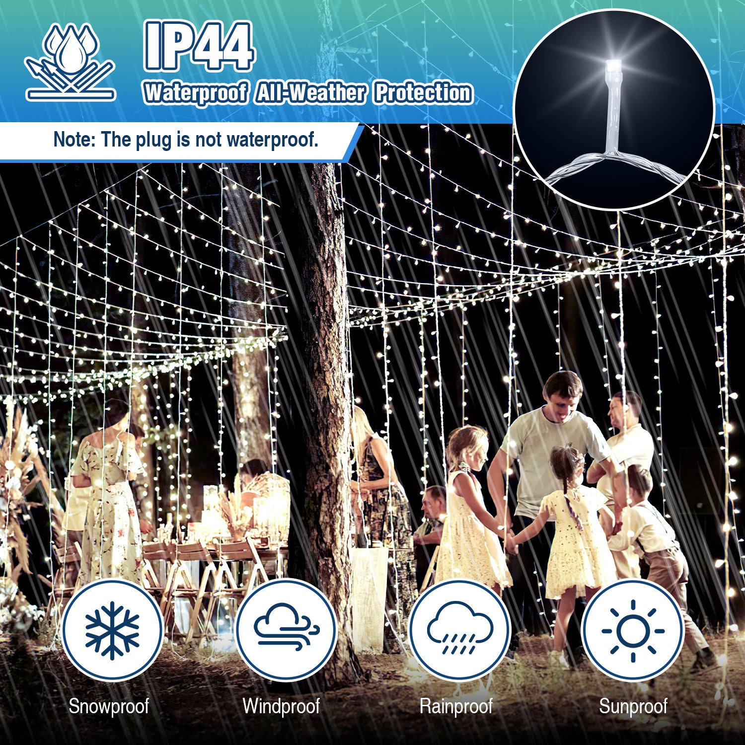 LED Guirlande Lumineuse 10M 100LEDs 8 modes IP44Extérieur Intérieur Jardin Éclairage Noël Blanc Froid - 3