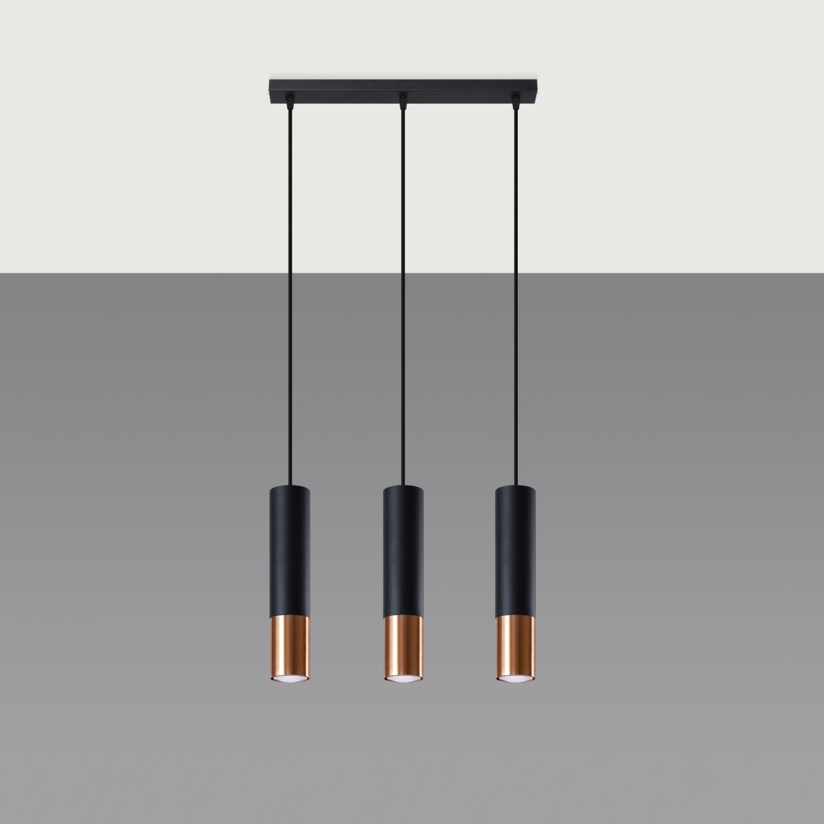 Lampa wisząca ZARPEX 3L czarny/miedź LED 4000K - 45x6x90cm Sollux
