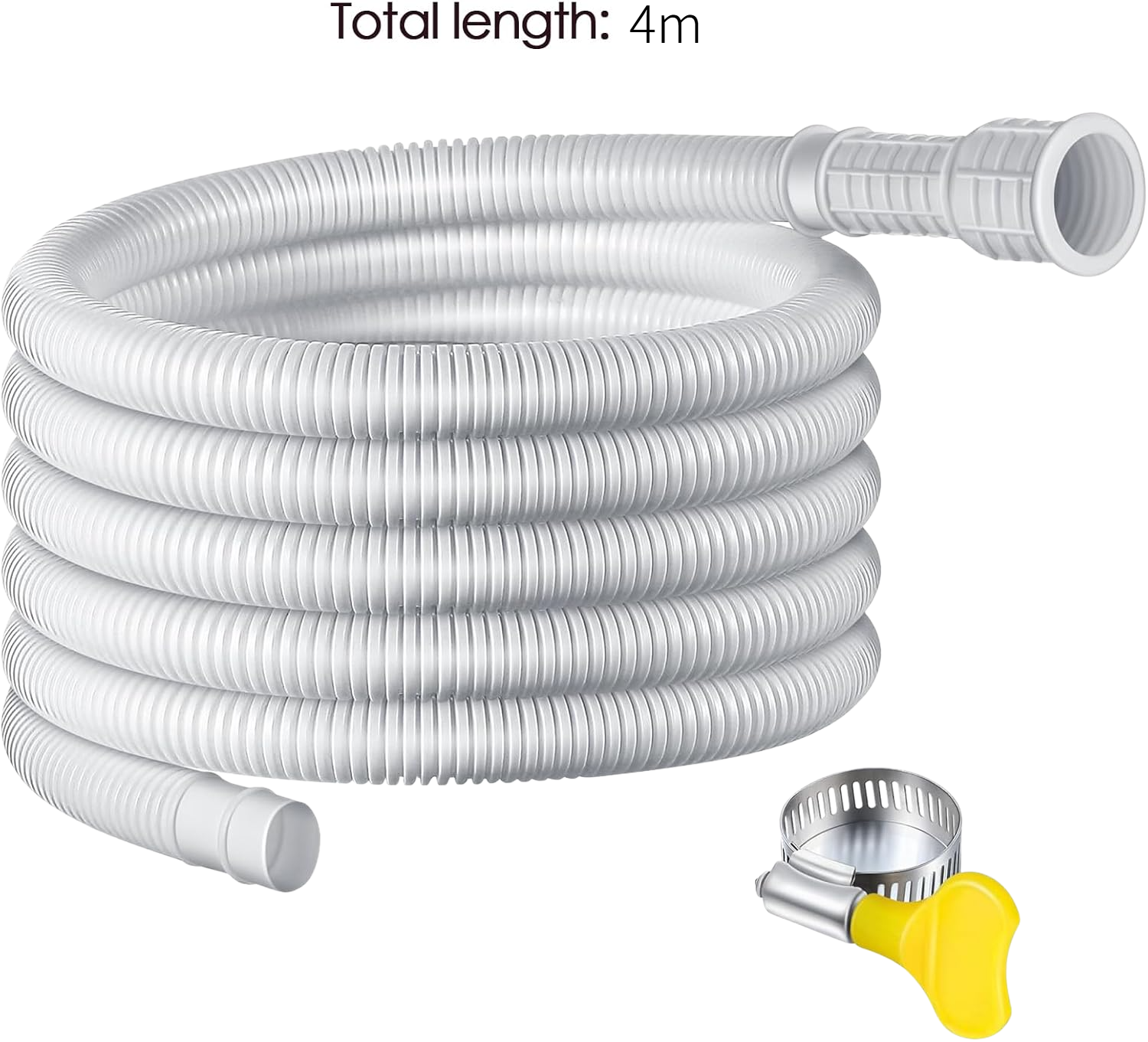 Tuyau flexible de vidange de climatisation avec collier de serrage en caoutchouc découpé pour climatiseurs, déshumidificateurs, 4 m - 8