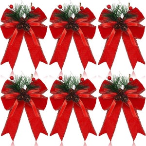 Puntale Ad Albero Di Natale Con Fiocco Grande – Rosso E Verde, 132 X 33 Cm, Per Decorazione Interna/Esterna - 4