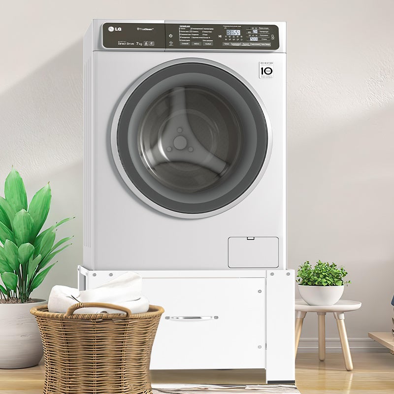 Base para lavadora con cajón antideslizante, blanco, hasta 150 kg