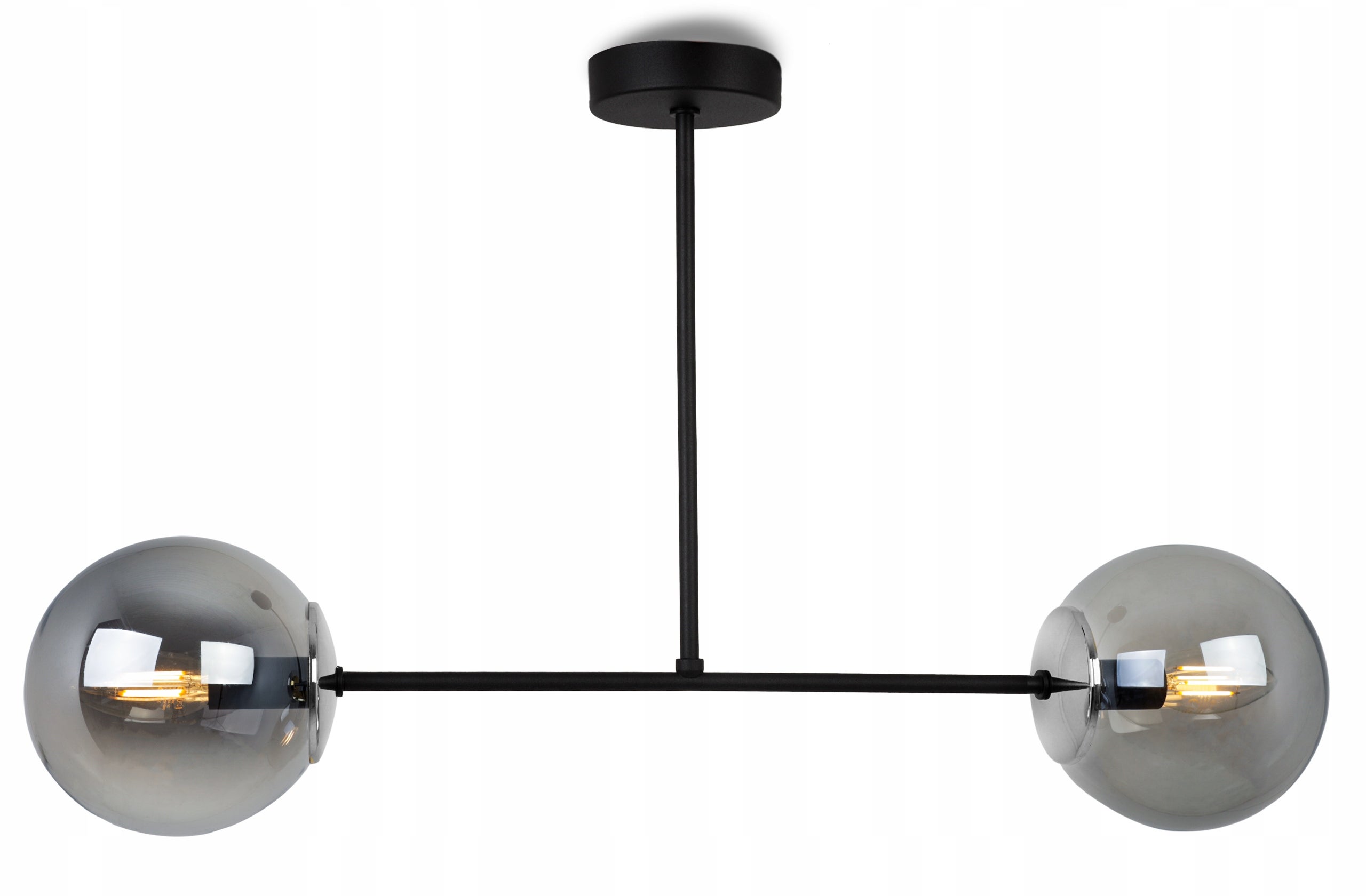 Lampa sufitowa wisząca LED modern 2xE14 klosz okrągły czarny/srebrny Light Home LH